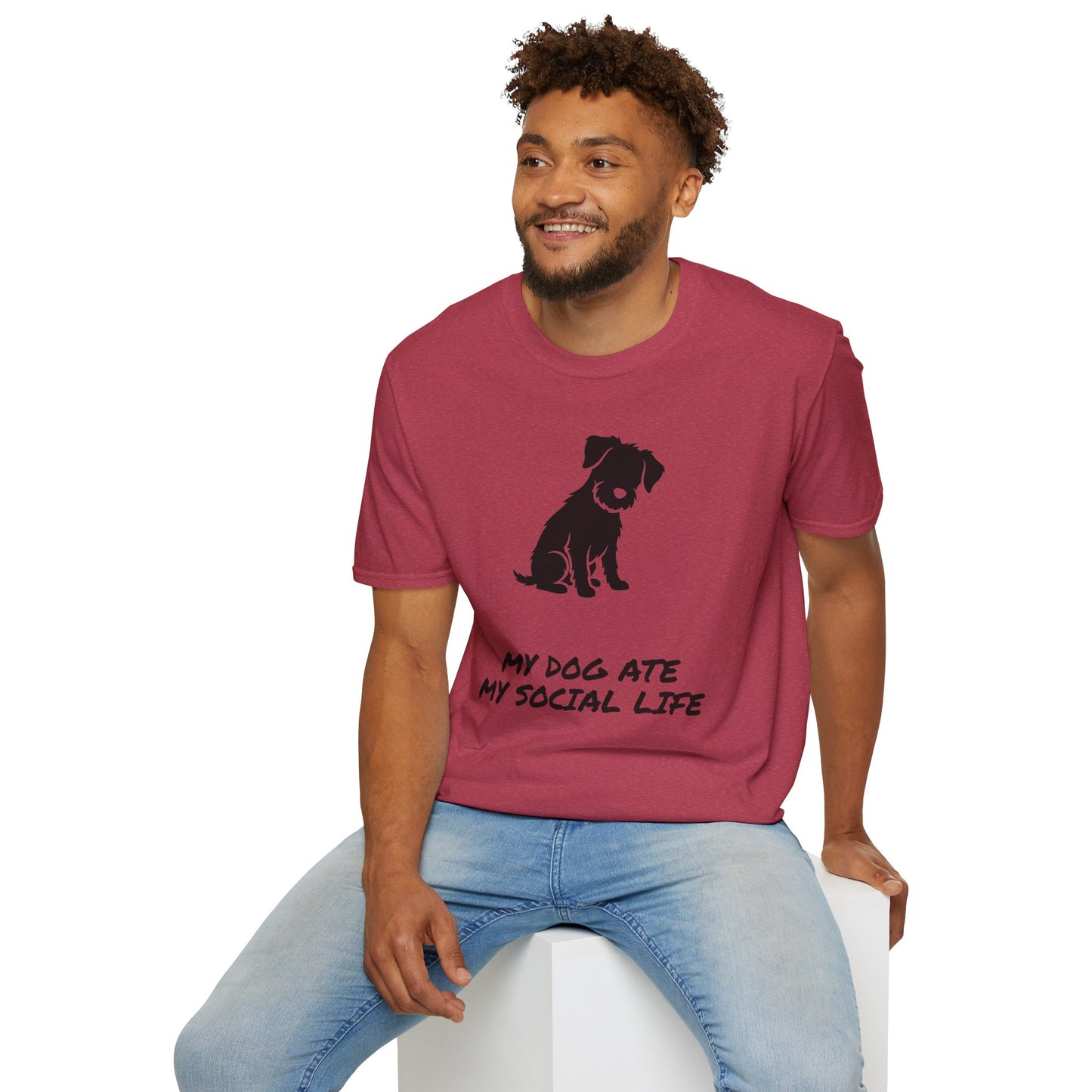 Dog Silhouette T-Shirt — "My Dog Ate My Social Life" Cute Pet Lover Tee