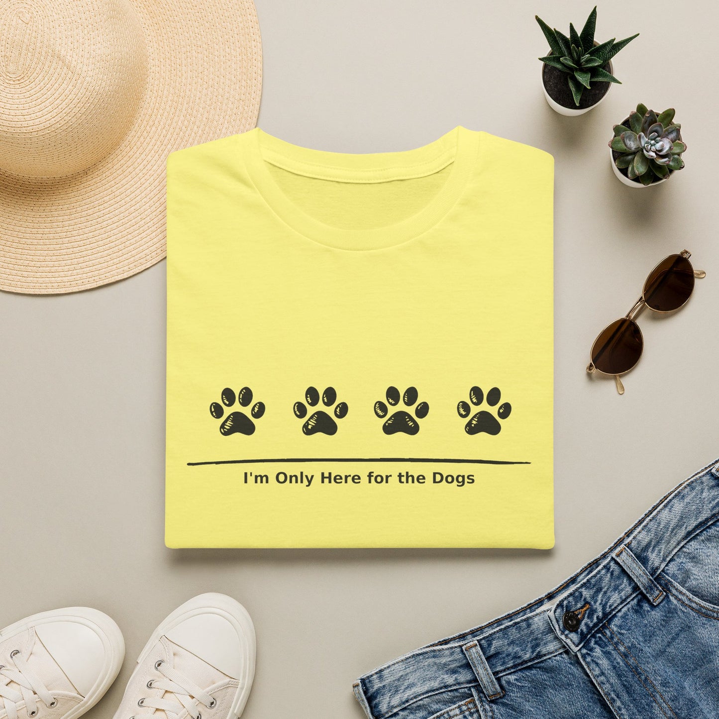 "I'm Only Here for the Dogs" Paw Print Tee