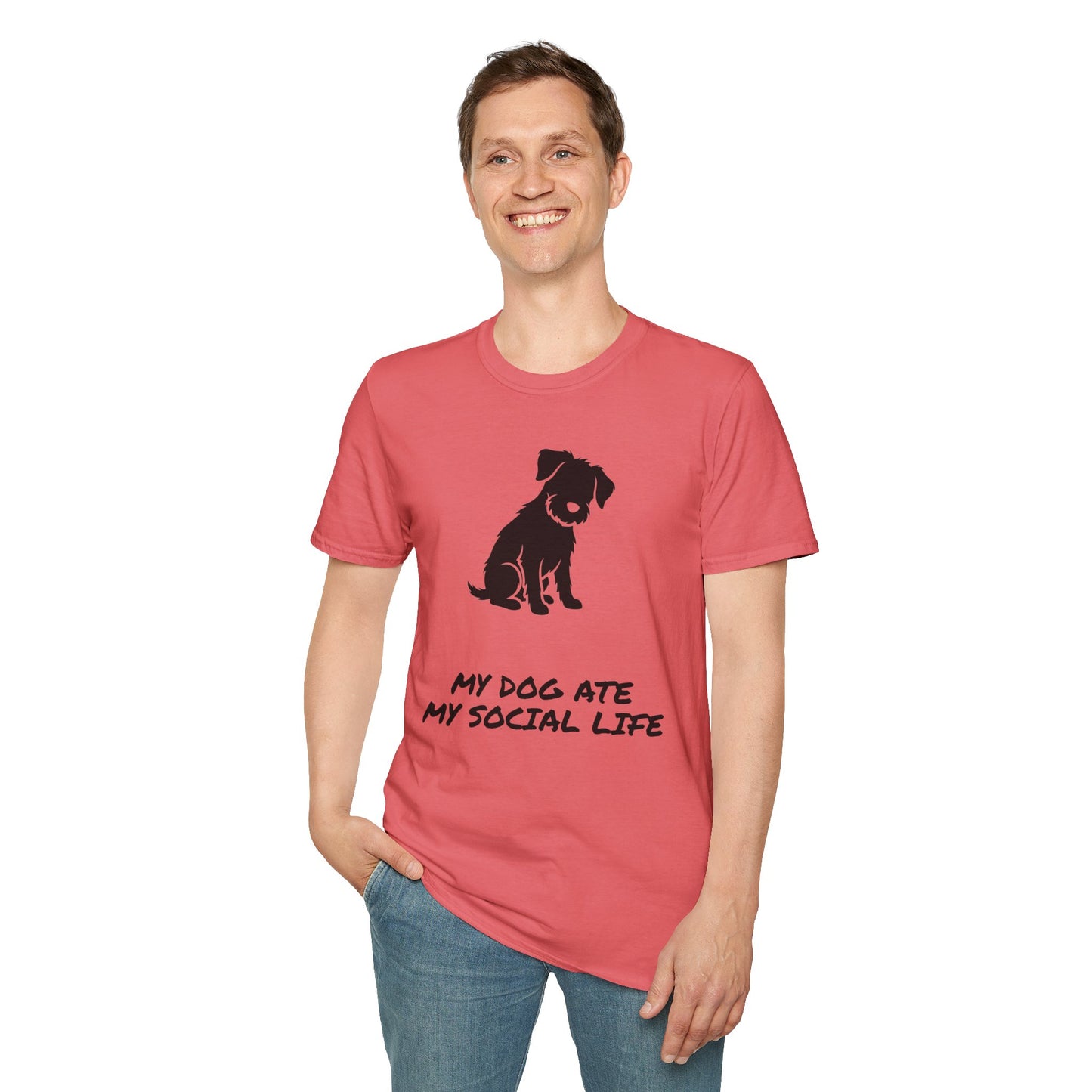 Dog Silhouette T-Shirt — "My Dog Ate My Social Life" Cute Pet Lover Tee