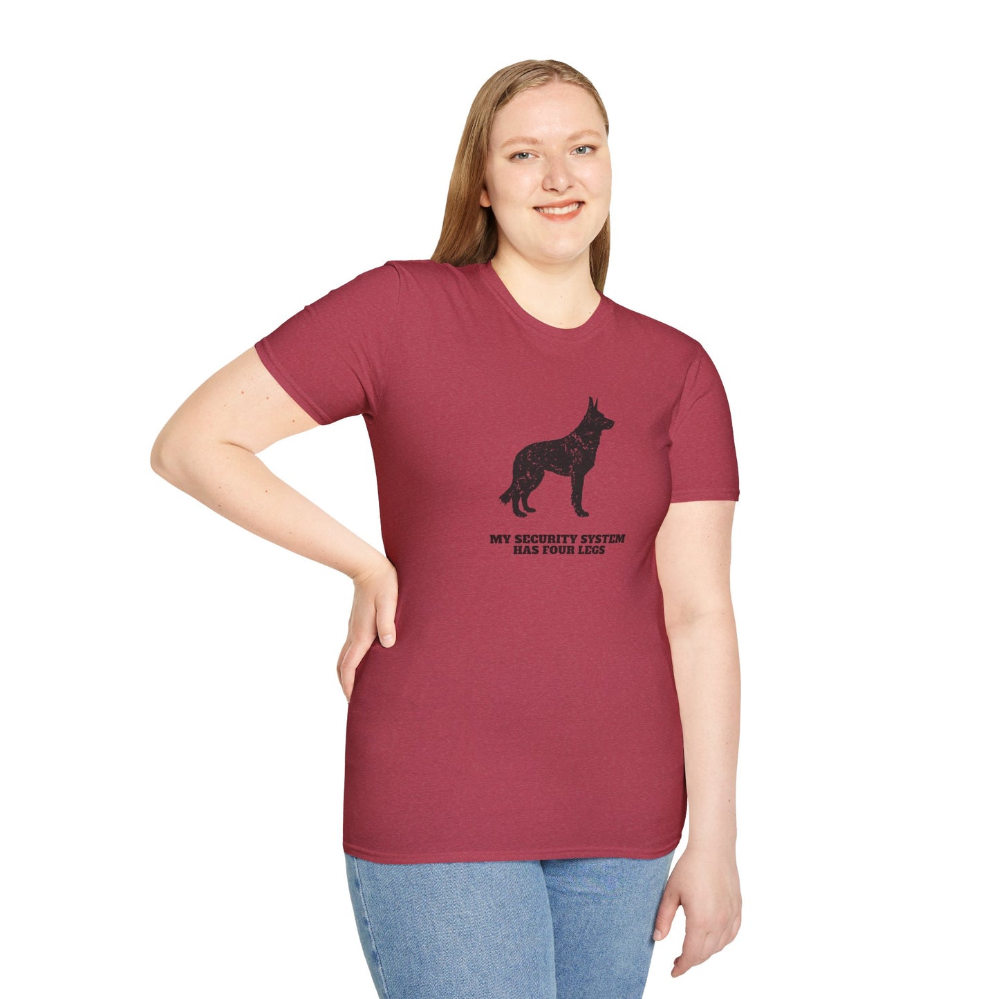 Dog Security T-Shirt — “My Security System Has Four Legs” Graphic Tee