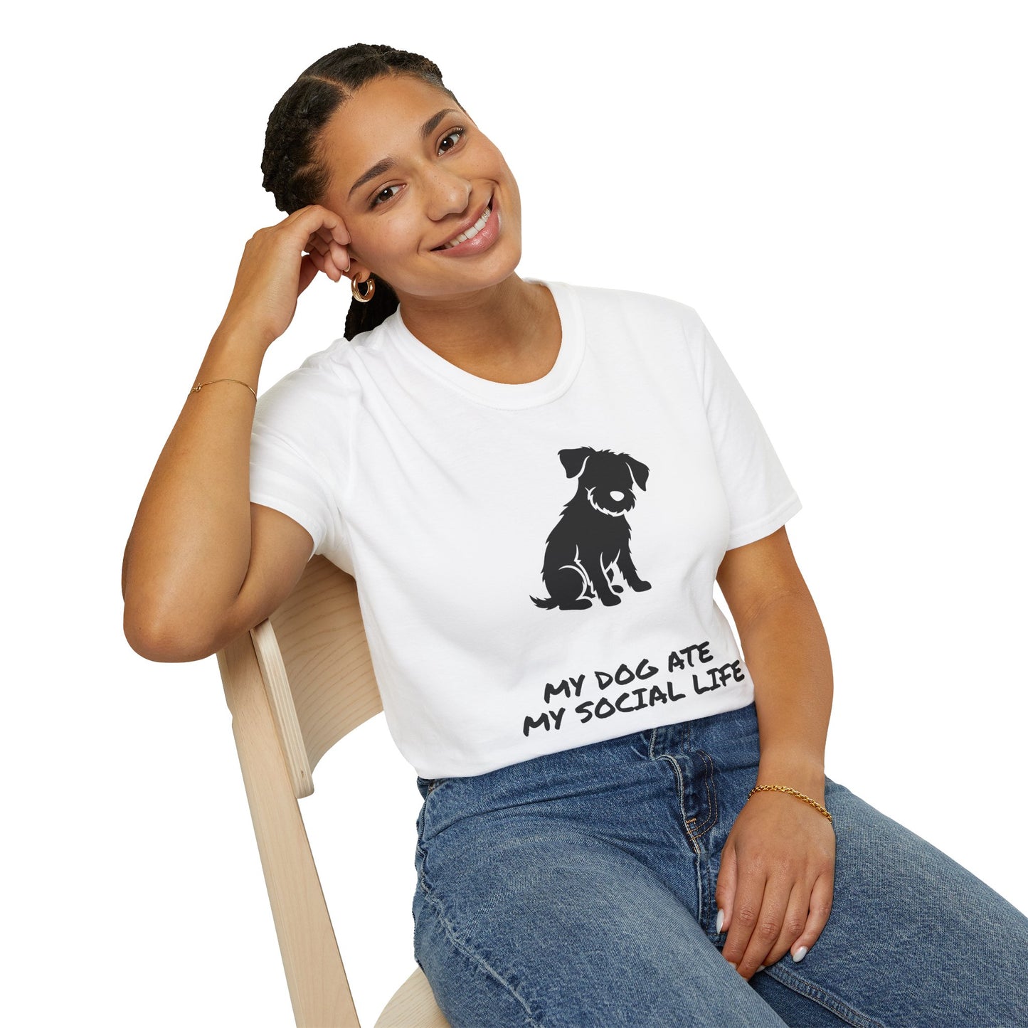 Dog Silhouette T-Shirt — "My Dog Ate My Social Life" Cute Pet Lover Tee