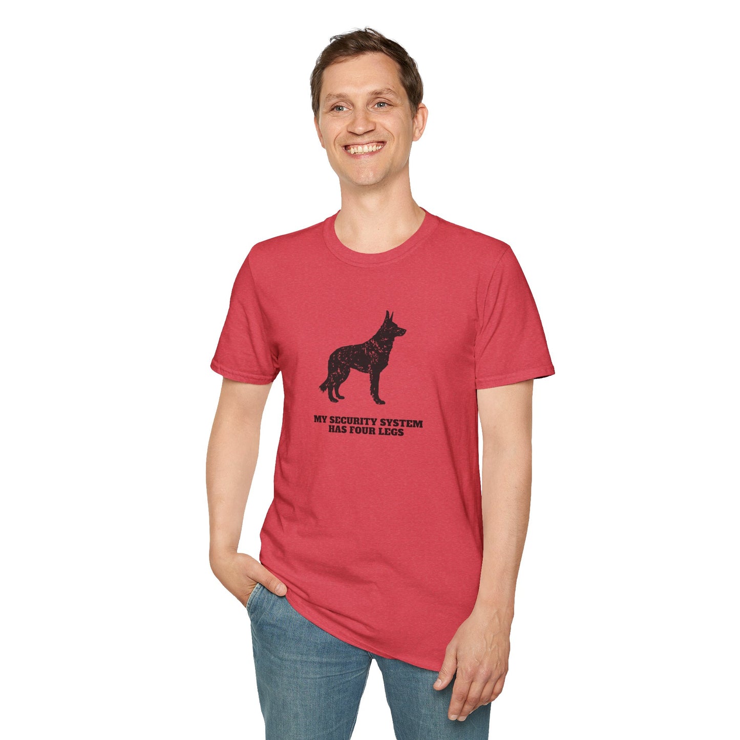 Dog Security T-Shirt — “My Security System Has Four Legs” Graphic Tee