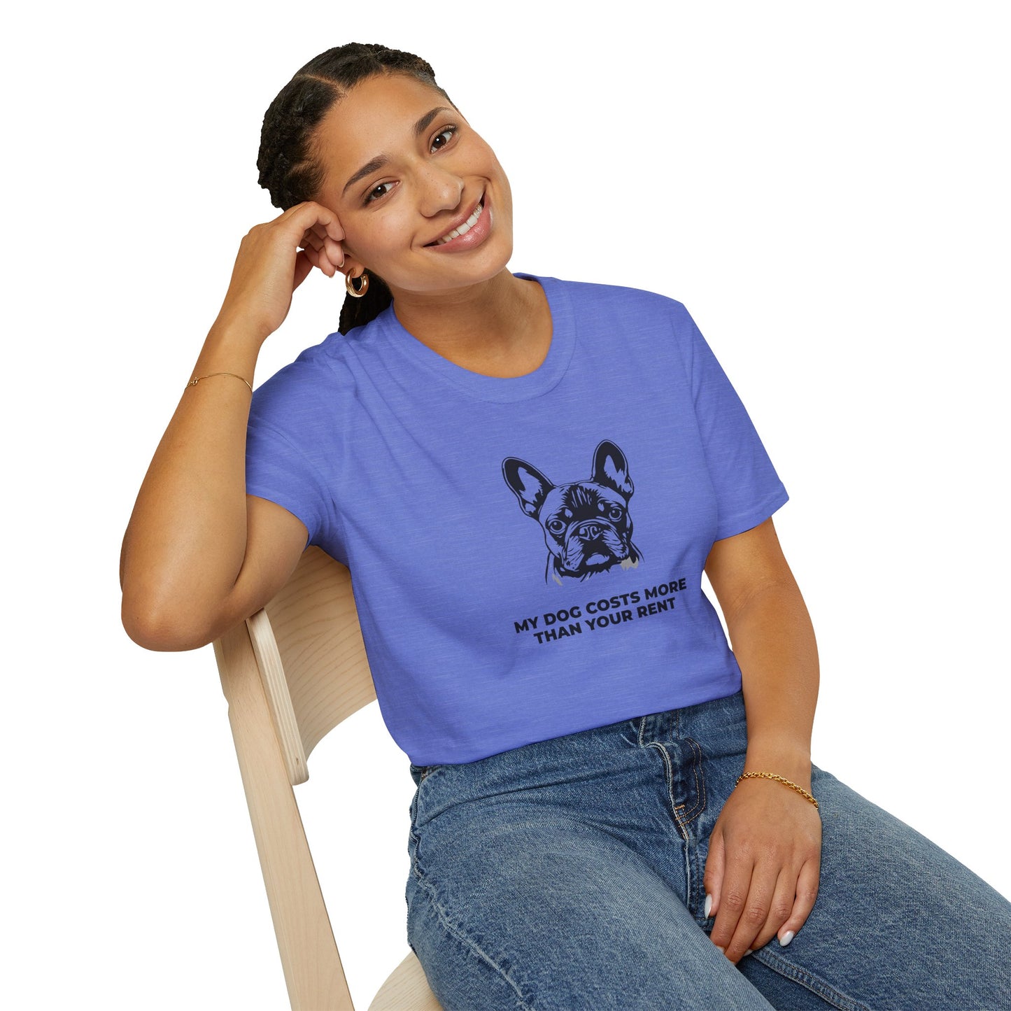 French Bulldog T-Shirt — "My Dog Costs More Than Your Rent" Cute Pet Lover Tee