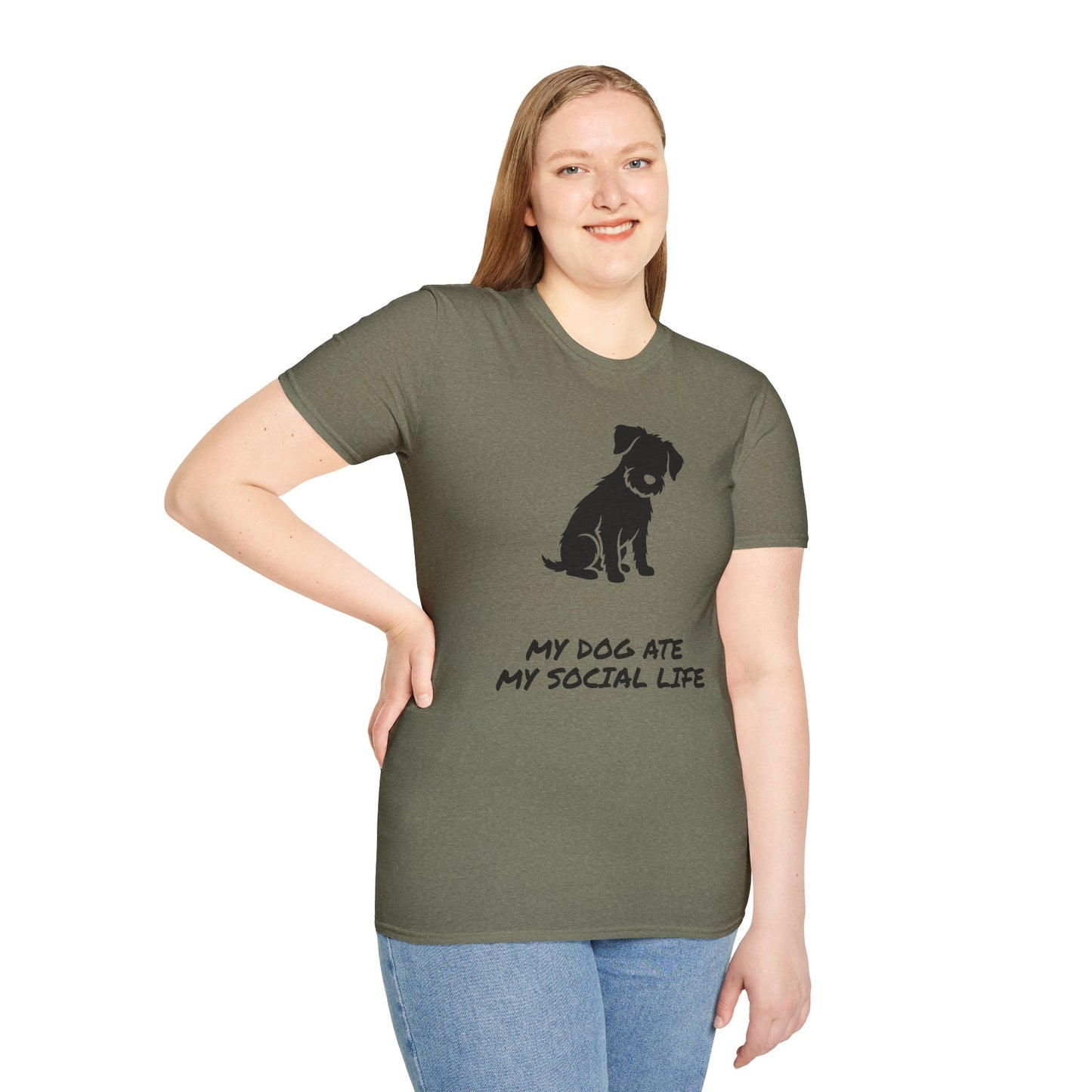 Dog Silhouette T-Shirt — "My Dog Ate My Social Life" Cute Pet Lover Tee