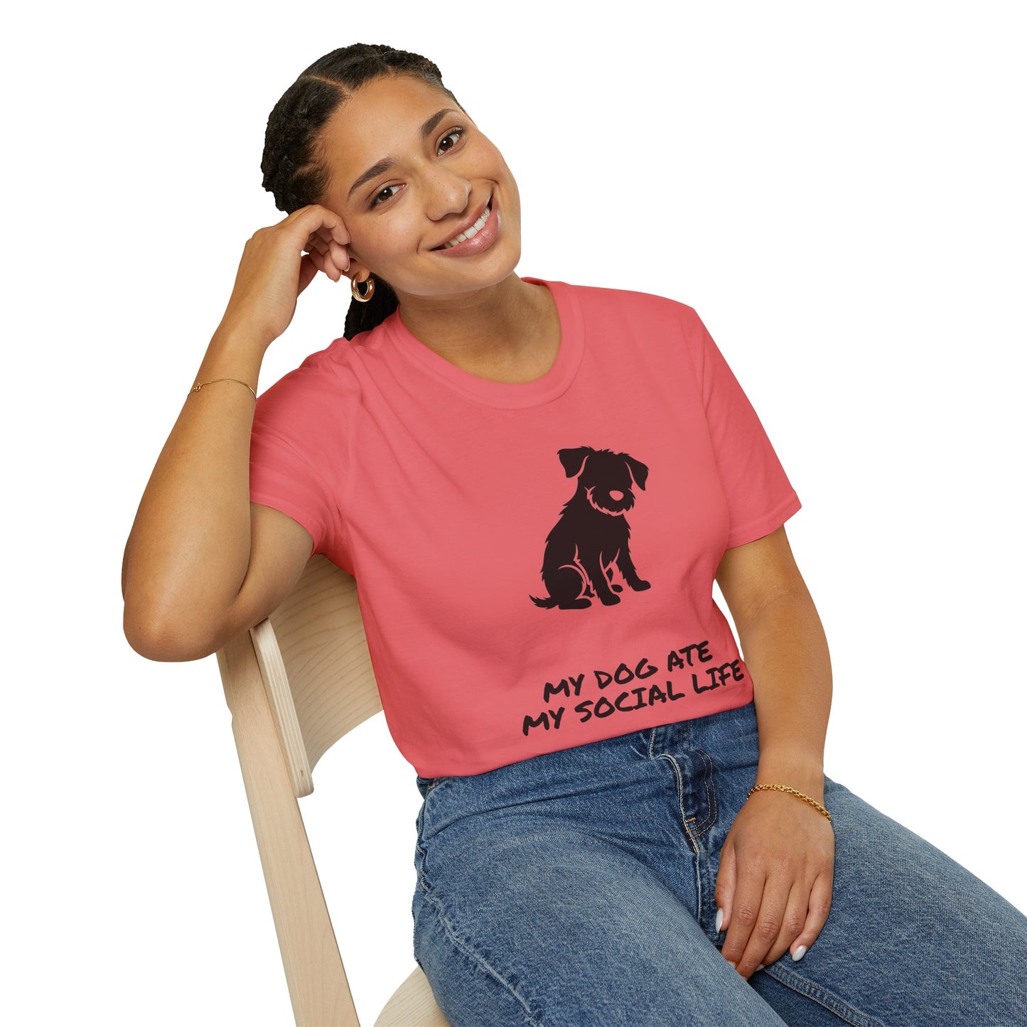 Dog Silhouette T-Shirt — "My Dog Ate My Social Life" Cute Pet Lover Tee