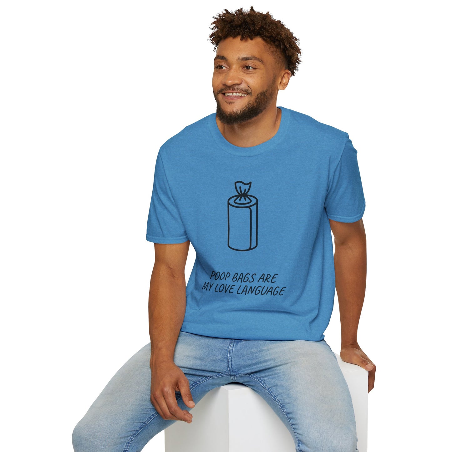 Poop Bags Are My Love Language T‑Shirt — Funny Dog Mom Pet Waste Bag Tee