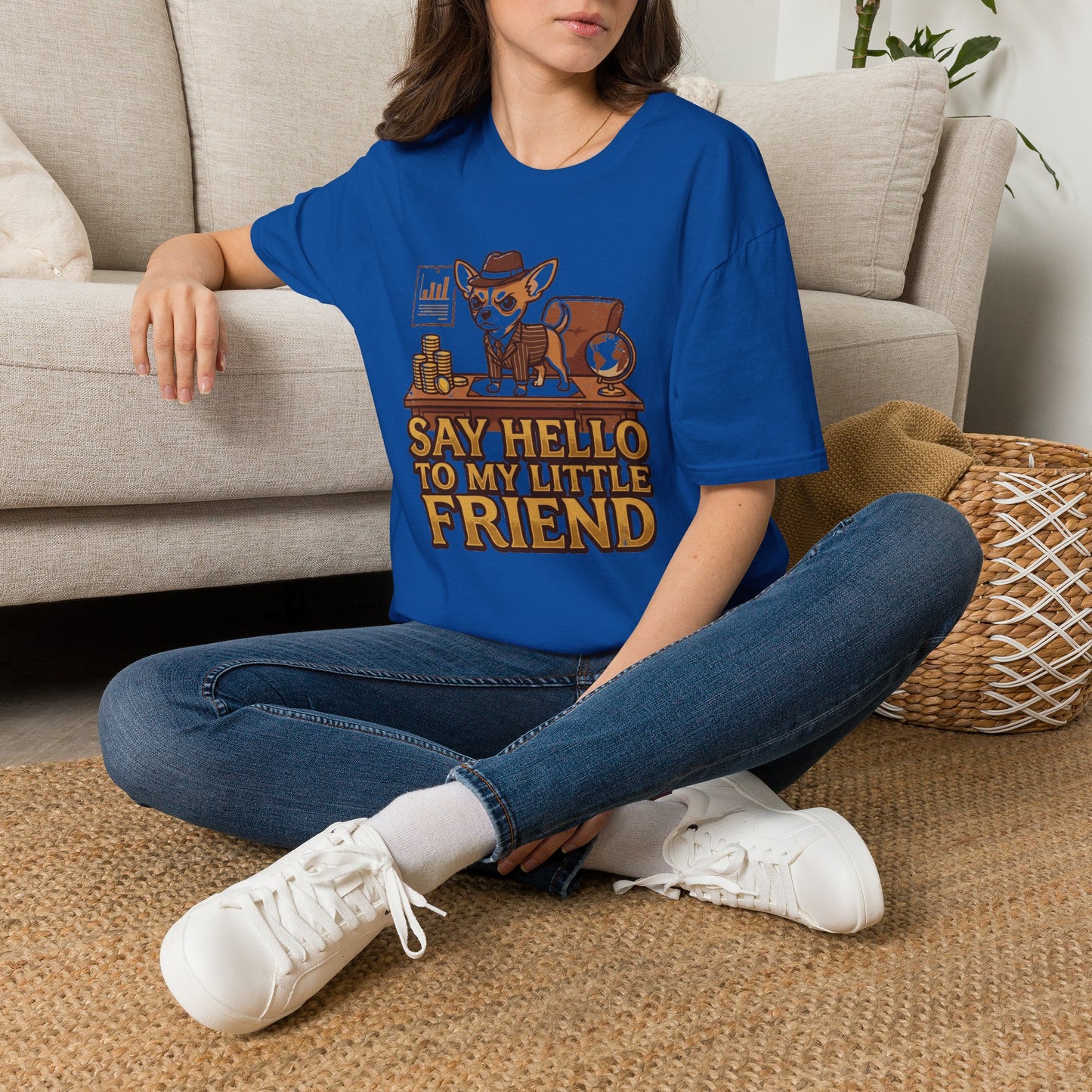 Chihuahua Boss Graphic T-Shirt — "Say Hello to My Little Friend"