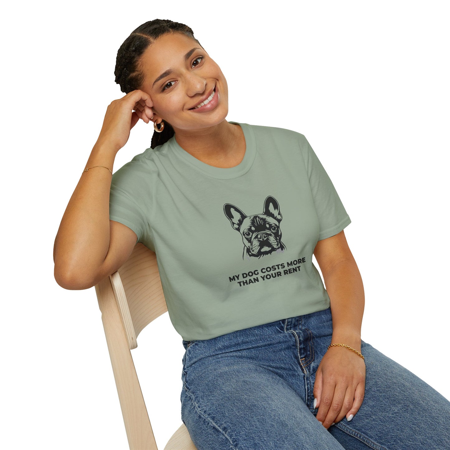 French Bulldog T-Shirt — "My Dog Costs More Than Your Rent" Cute Pet Lover Tee