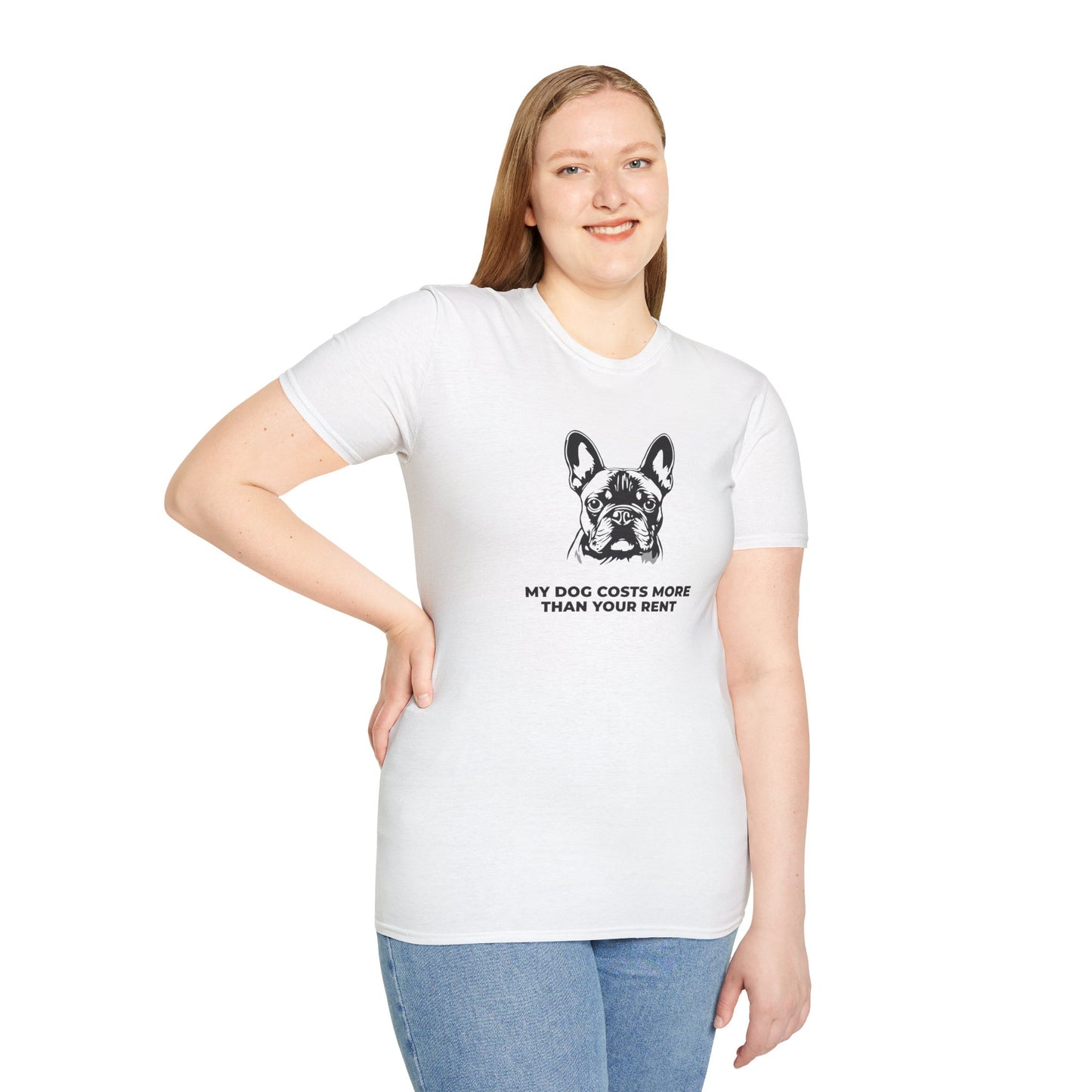 French Bulldog T-Shirt — "My Dog Costs More Than Your Rent" Cute Pet Lover Tee