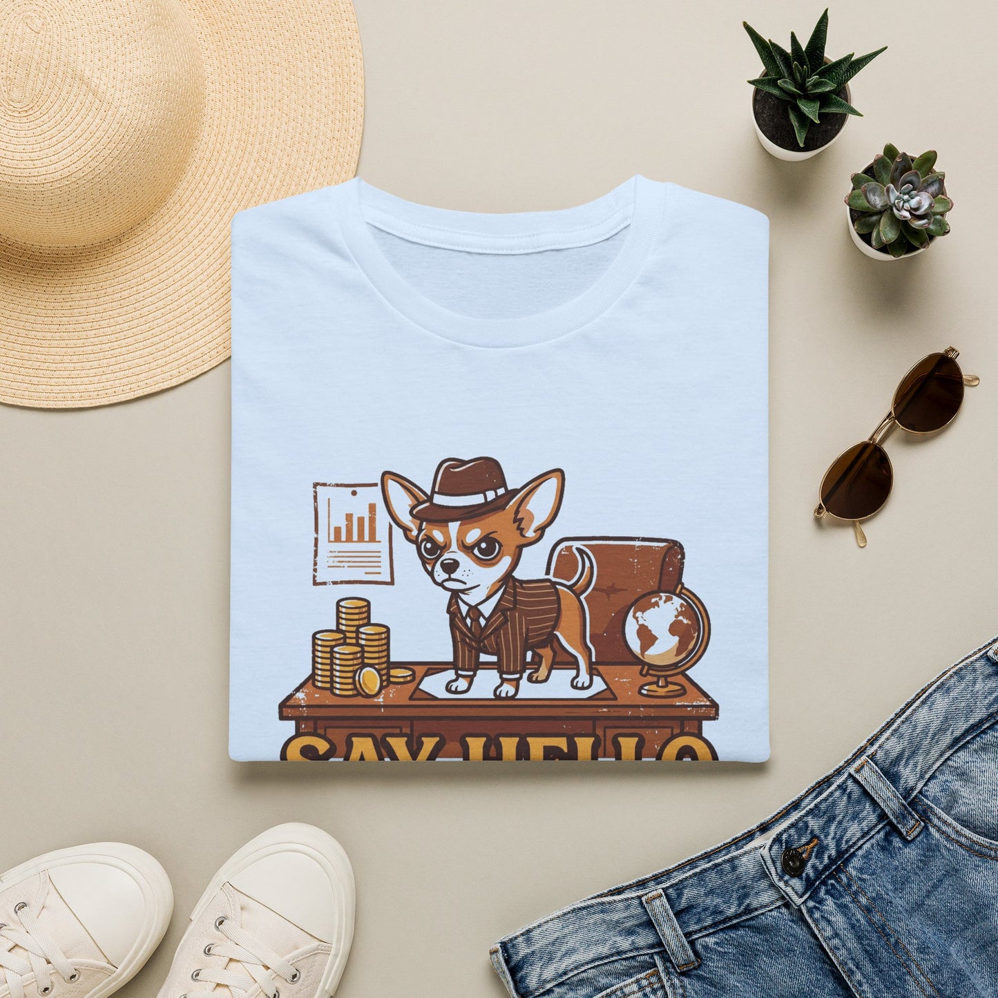 Chihuahua Boss Graphic T-Shirt — "Say Hello to My Little Friend"