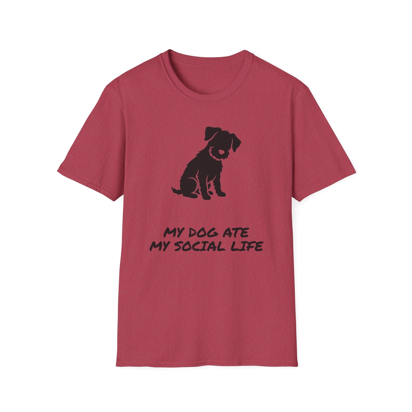 Dog Silhouette T-Shirt — "My Dog Ate My Social Life" Cute Pet Lover Tee