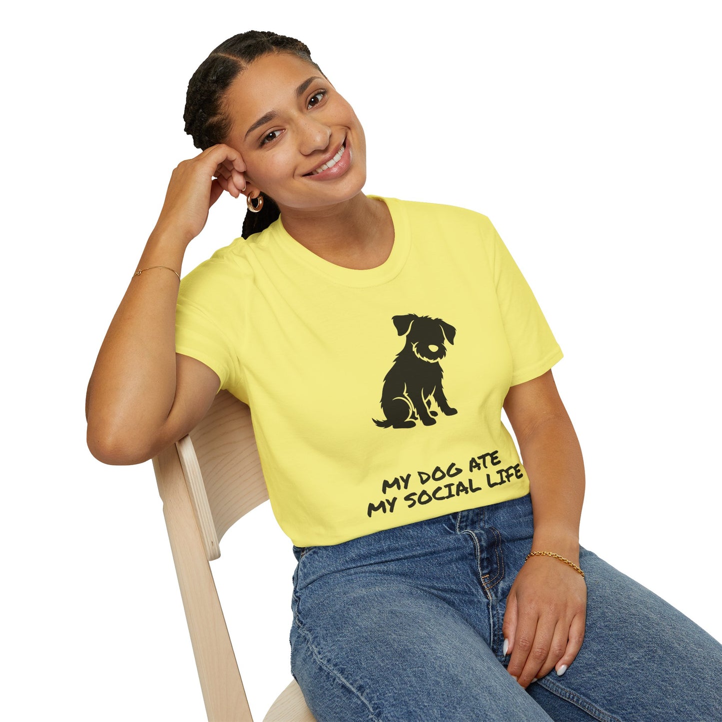 Dog Silhouette T-Shirt — "My Dog Ate My Social Life" Cute Pet Lover Tee