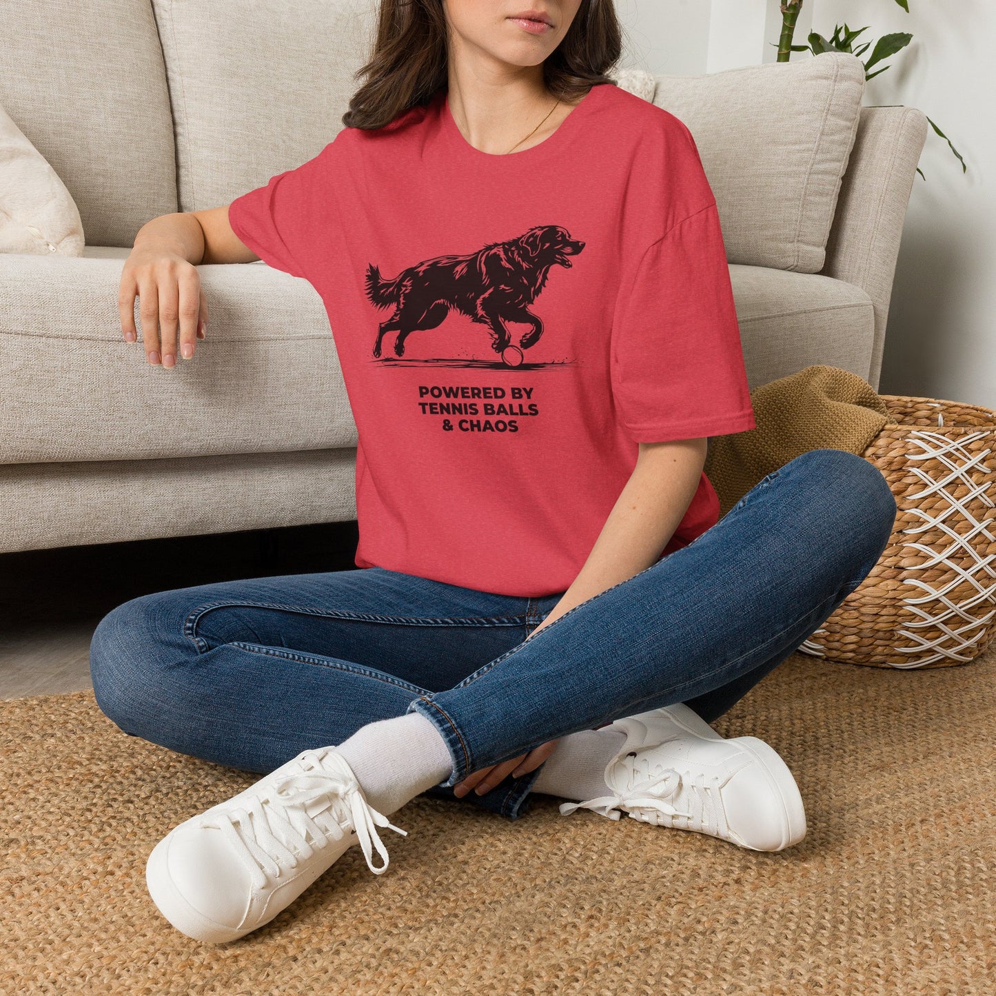 Retriever T‑Shirt — "Powered by Tennis Balls & Chaos" Graphic Tee