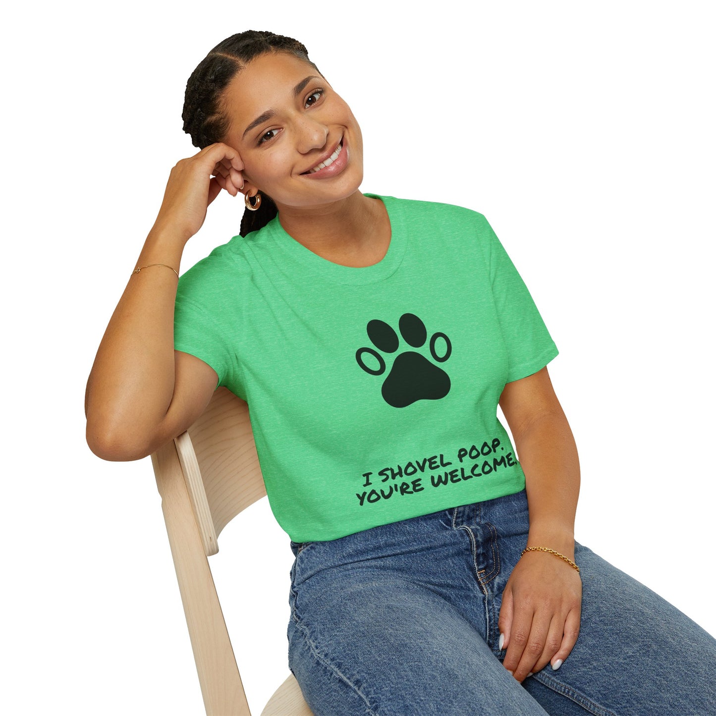 Paw Print T-Shirt — "I Shovel Poop, You're Welcome" Dog Lover Tee