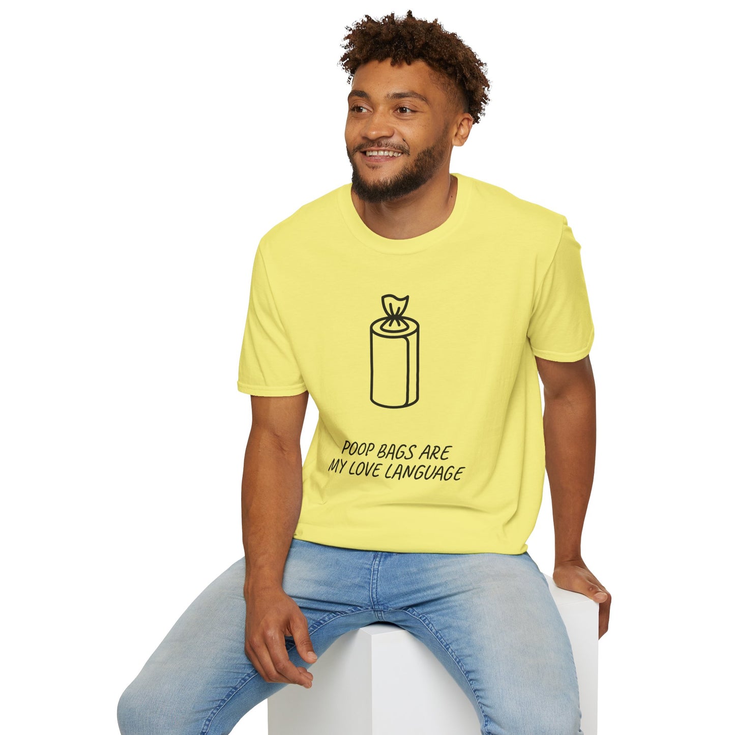 Poop Bags Are My Love Language T‑Shirt — Funny Dog Mom Pet Waste Bag Tee