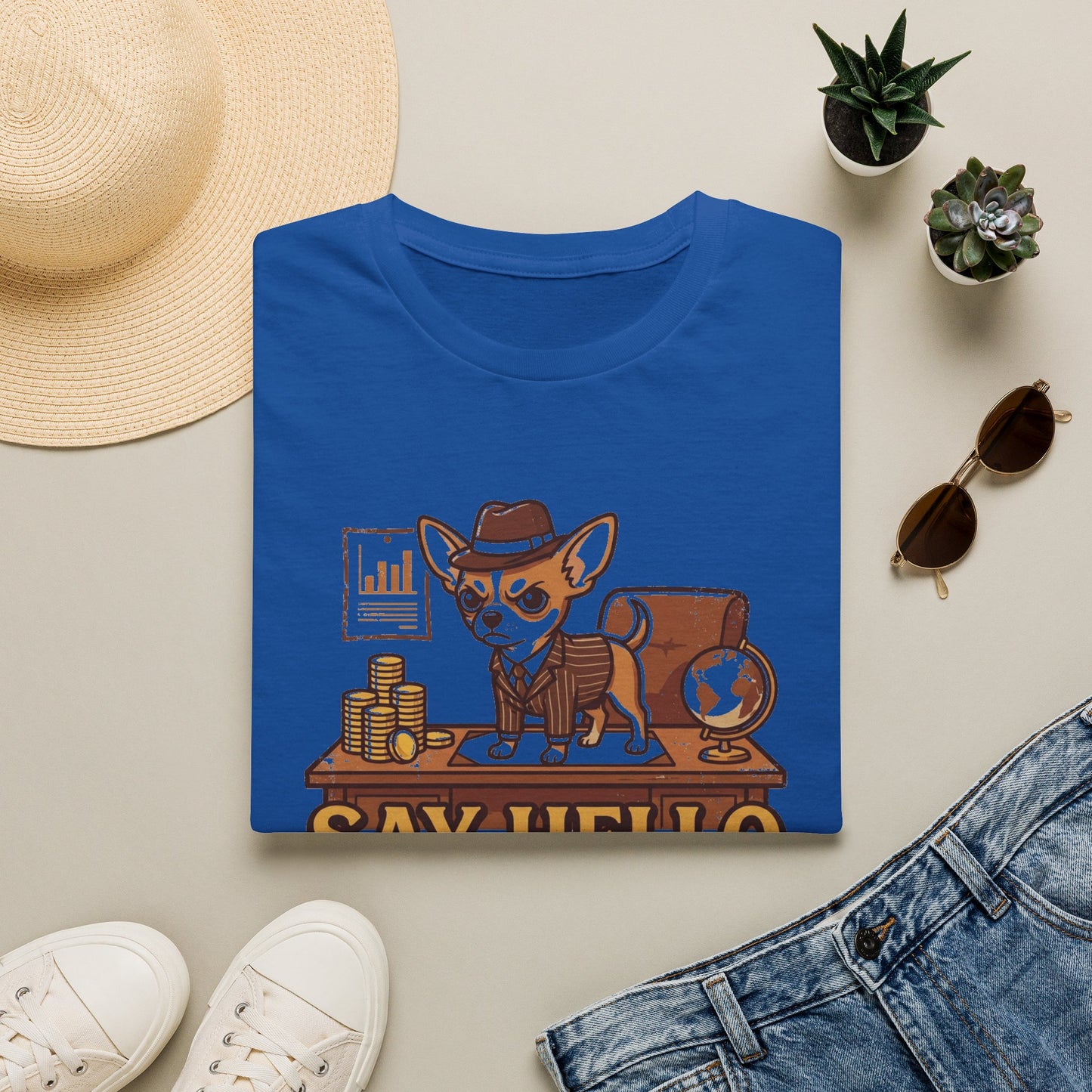 Chihuahua Boss Graphic T-Shirt — "Say Hello to My Little Friend"