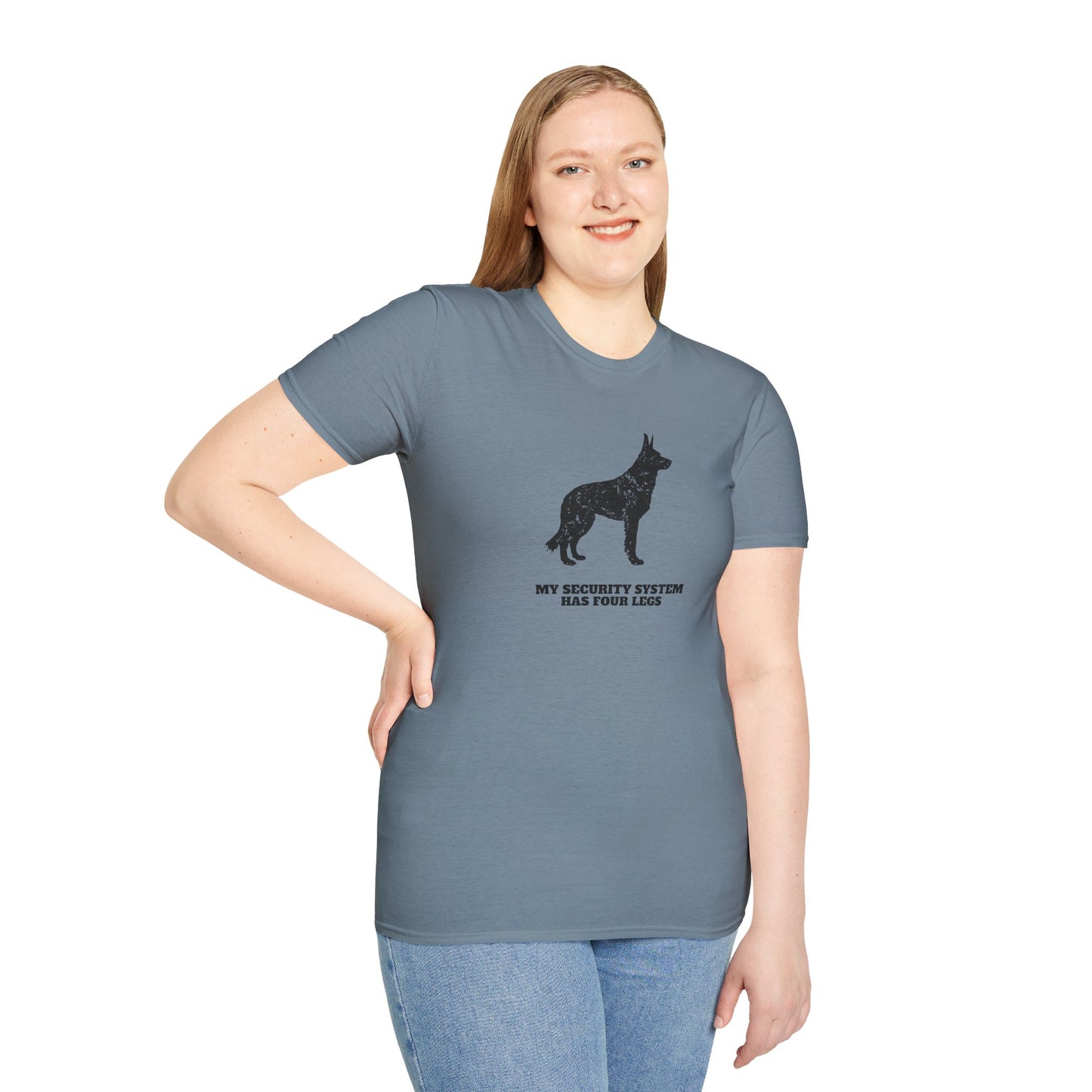 Dog Security T-Shirt — “My Security System Has Four Legs” Graphic Tee