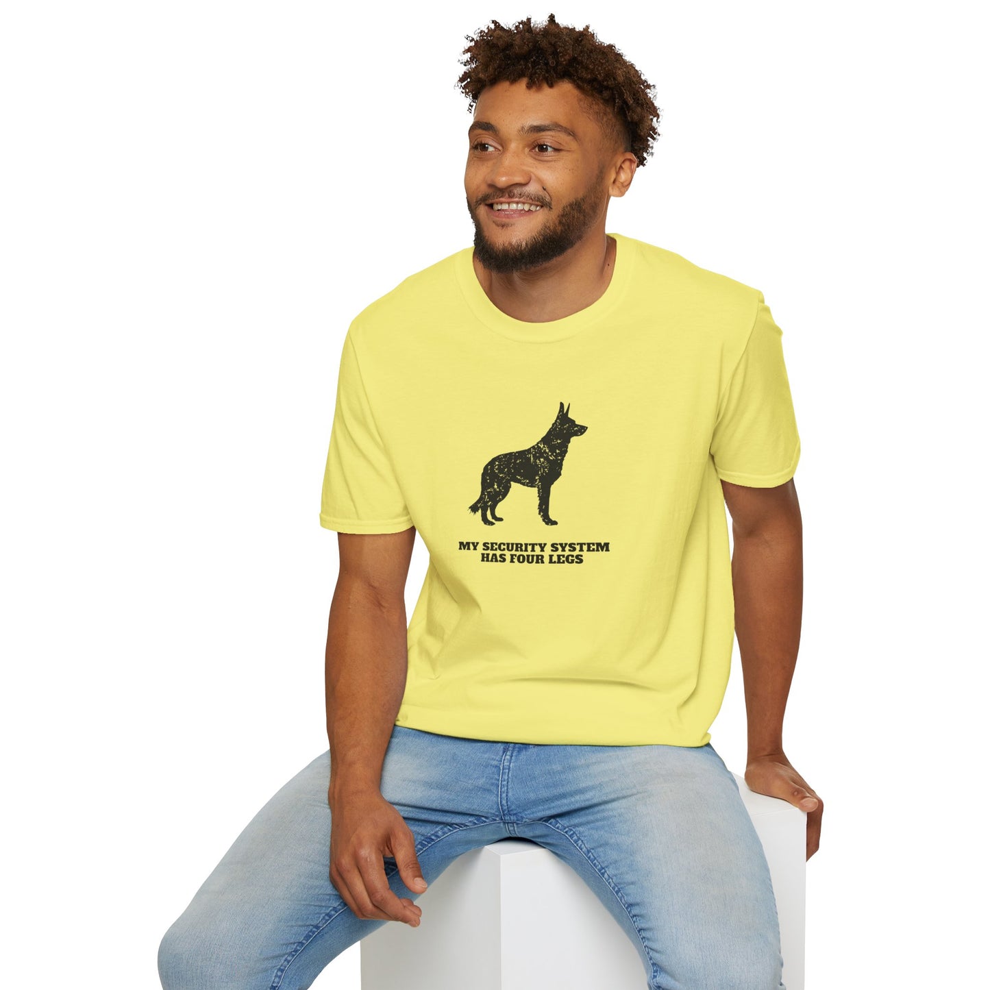 Dog Security T-Shirt — “My Security System Has Four Legs” Graphic Tee