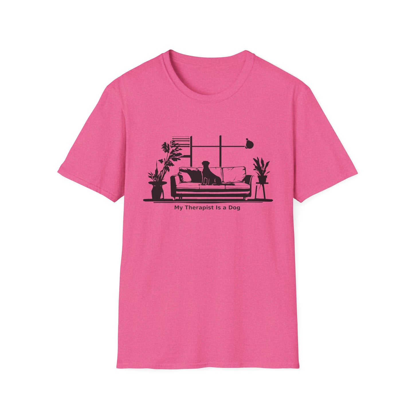 Dog Lover T‑Shirt — "My Therapist is a Dog" Living Room Silhouette Tee