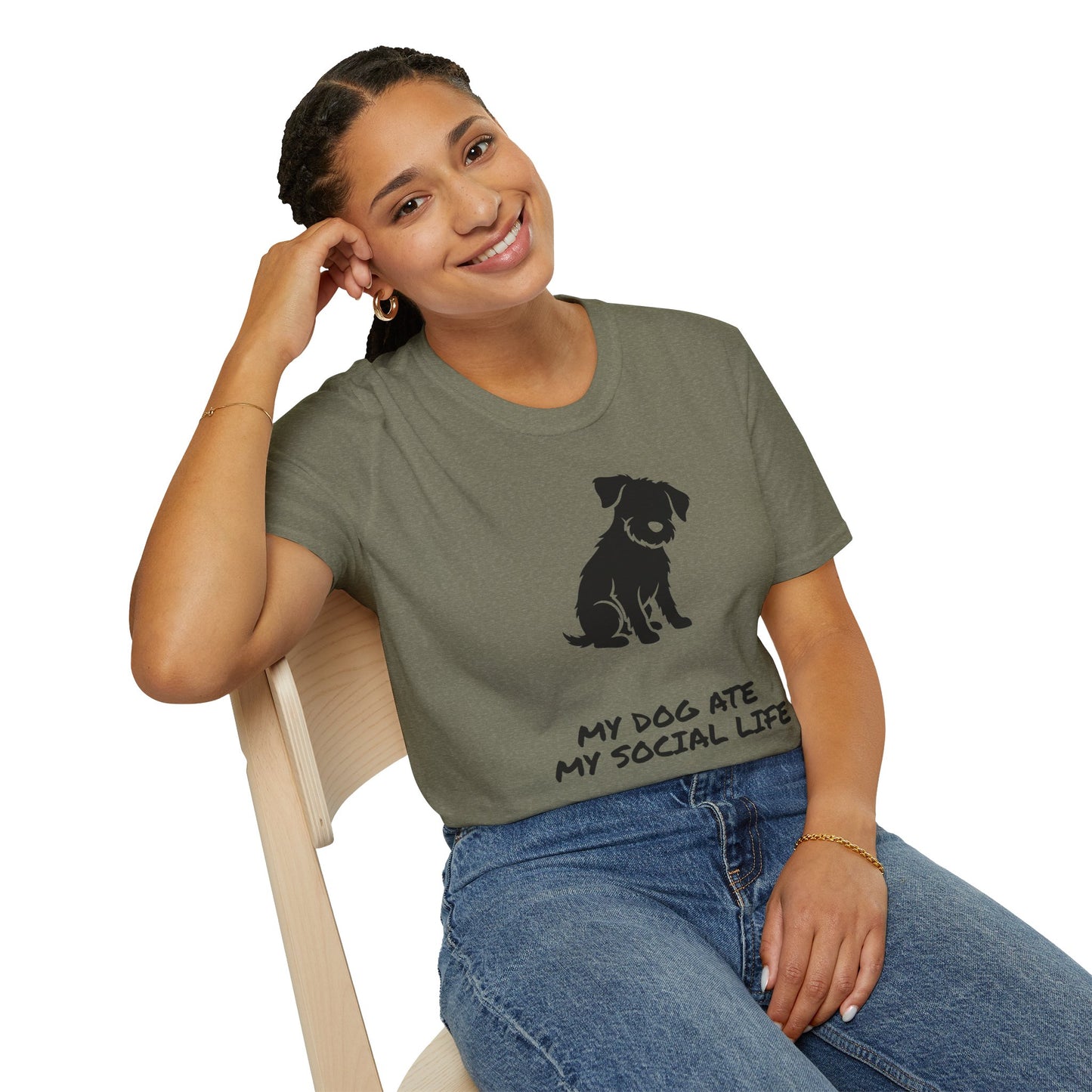 Dog Silhouette T-Shirt — "My Dog Ate My Social Life" Cute Pet Lover Tee