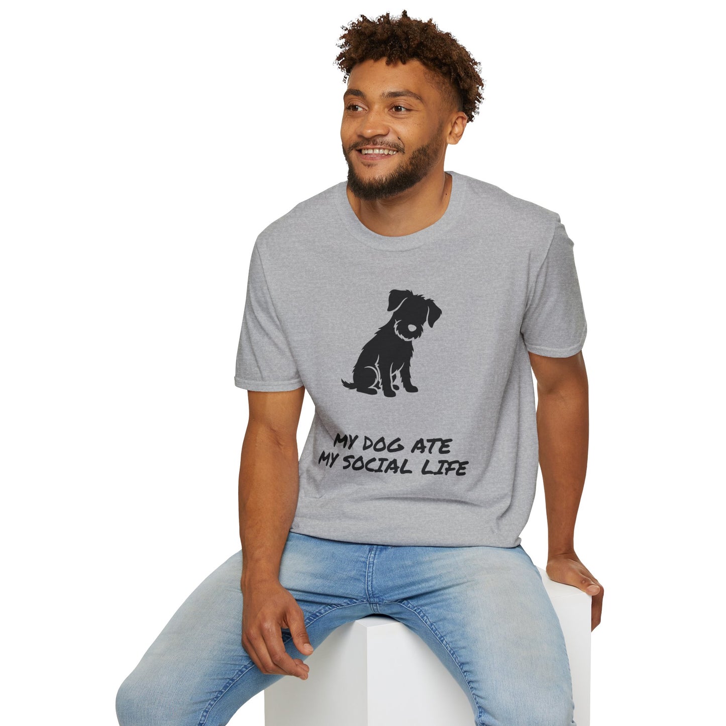 Dog Silhouette T-Shirt — "My Dog Ate My Social Life" Cute Pet Lover Tee
