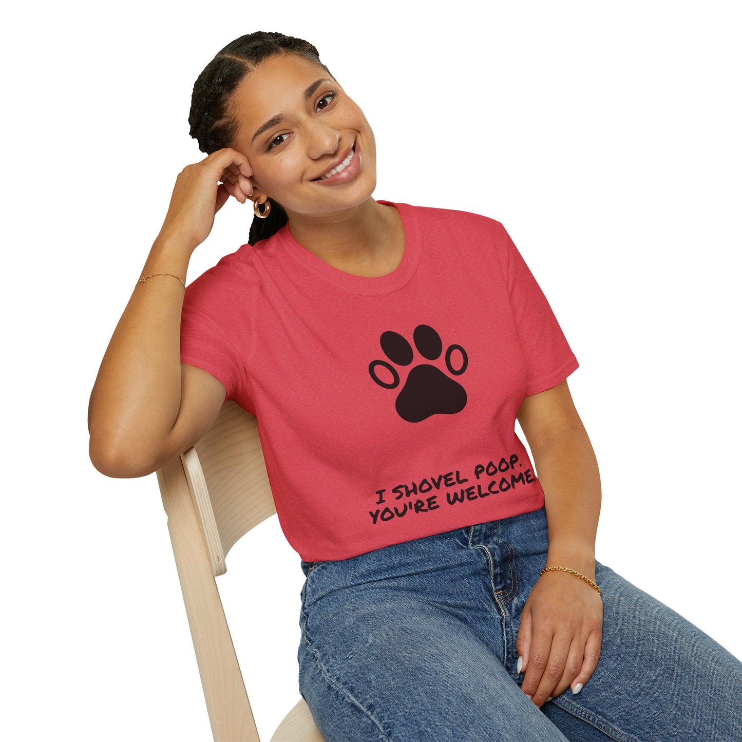 Paw Print T-Shirt — "I Shovel Poop, You're Welcome" Dog Lover Tee