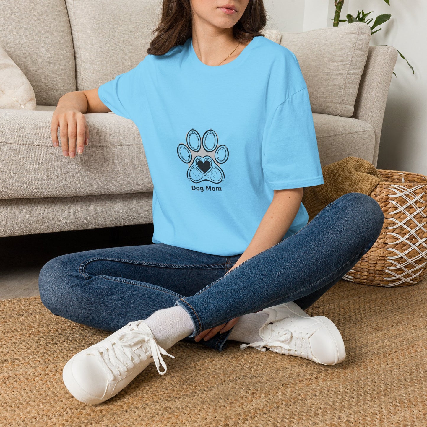 Dog Mom T-Shirt — Cute Paw Print Heart Tee for Pet Lovers