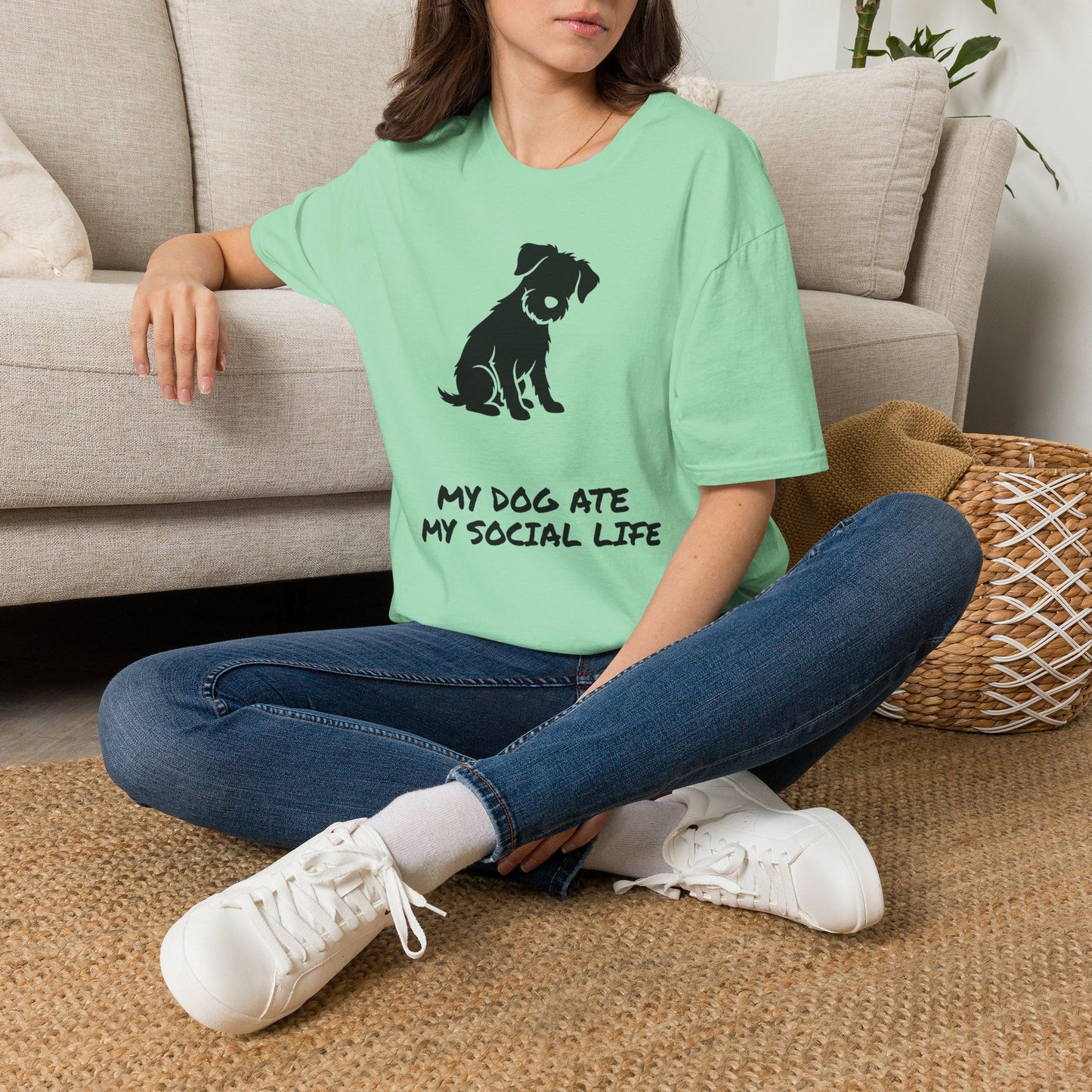 Dog Silhouette T-Shirt — "My Dog Ate My Social Life" Cute Pet Lover Tee