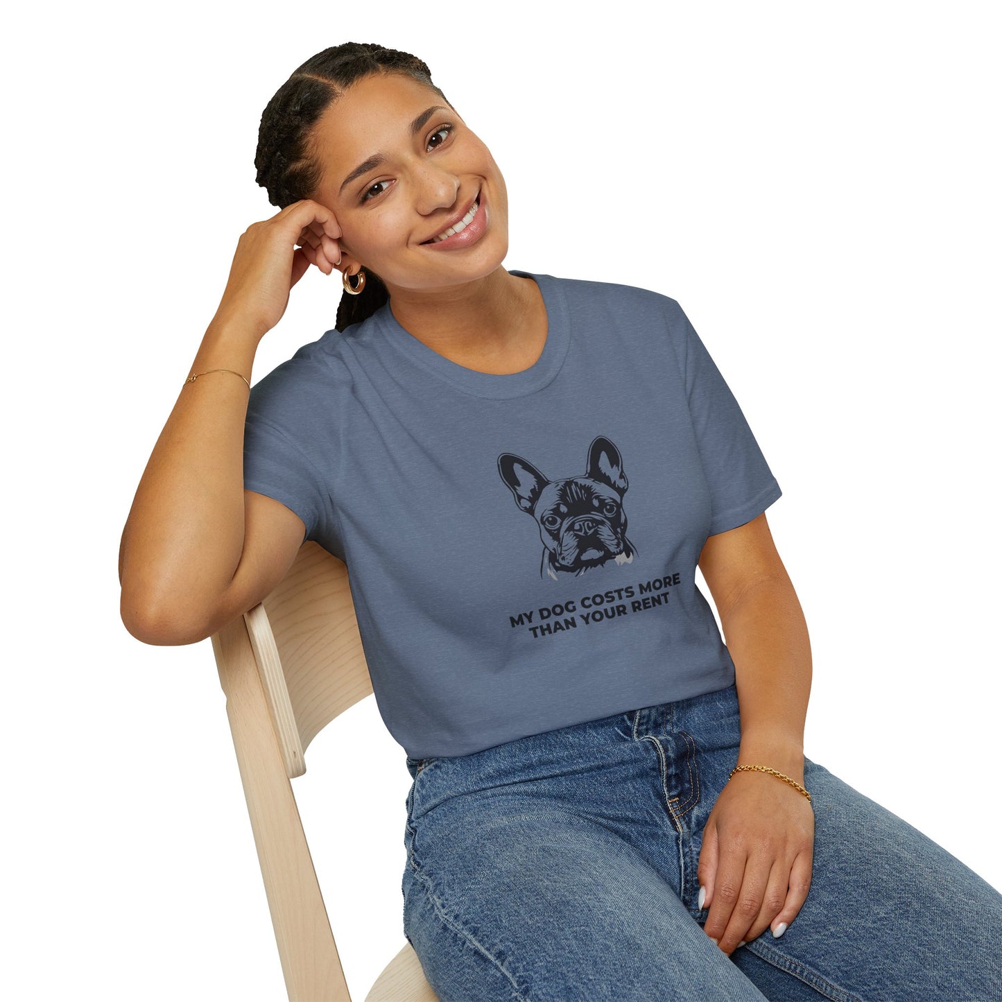 French Bulldog T-Shirt — "My Dog Costs More Than Your Rent" Cute Pet Lover Tee