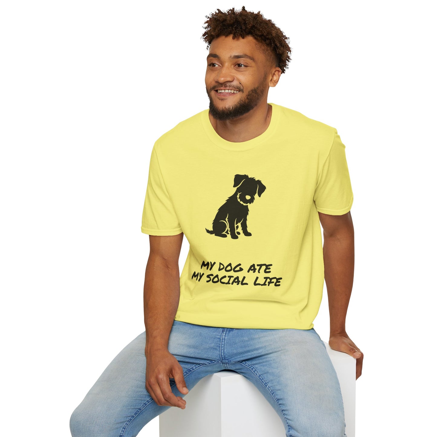 Dog Silhouette T-Shirt — "My Dog Ate My Social Life" Cute Pet Lover Tee