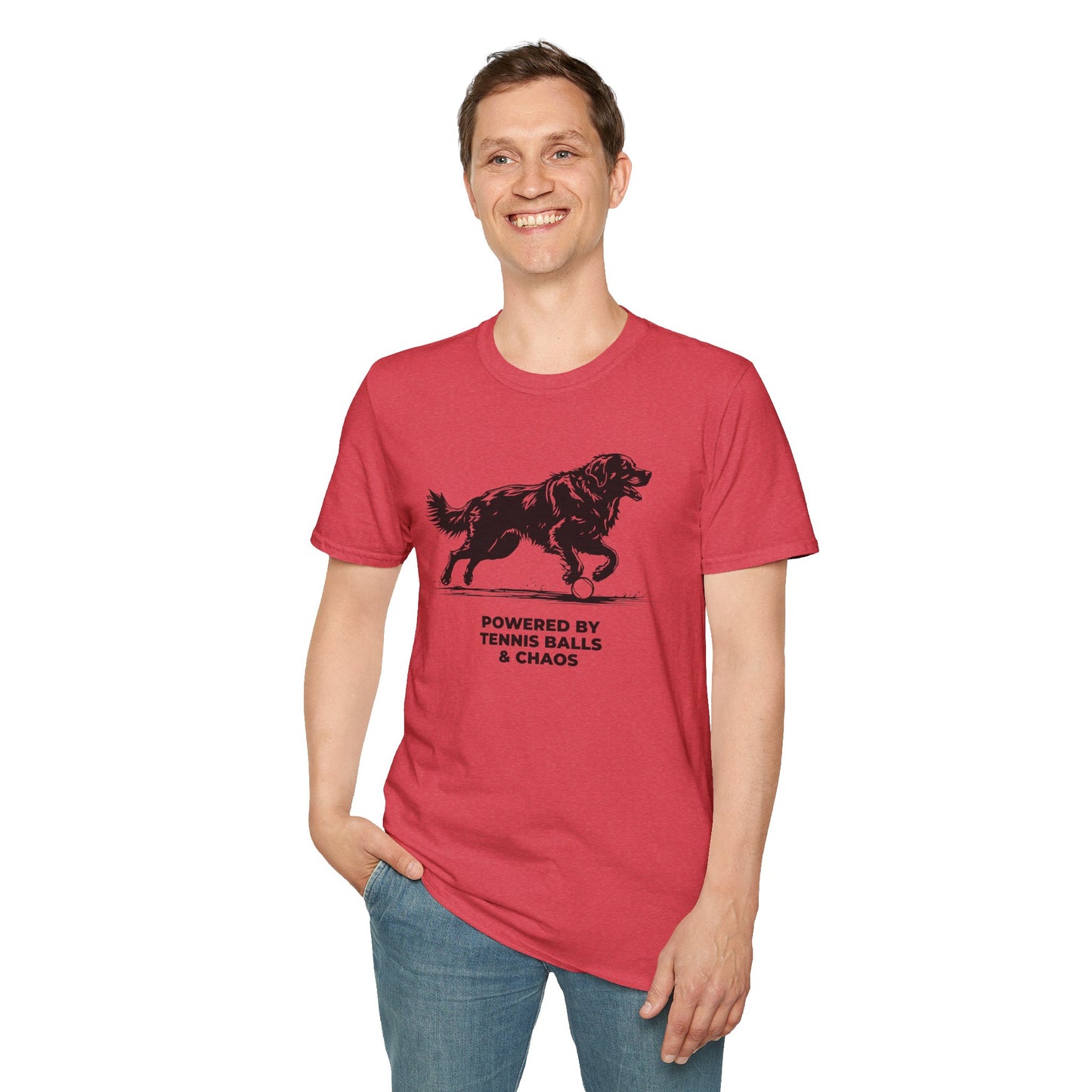 Retriever T‑Shirt — "Powered by Tennis Balls & Chaos" Graphic Tee