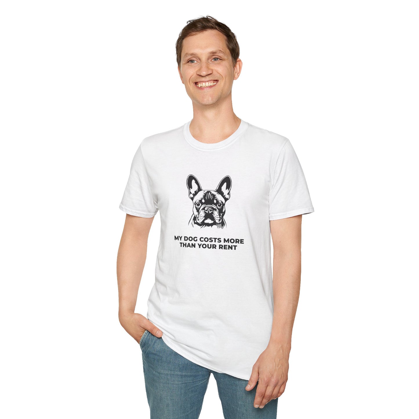 French Bulldog T-Shirt — "My Dog Costs More Than Your Rent" Cute Pet Lover Tee