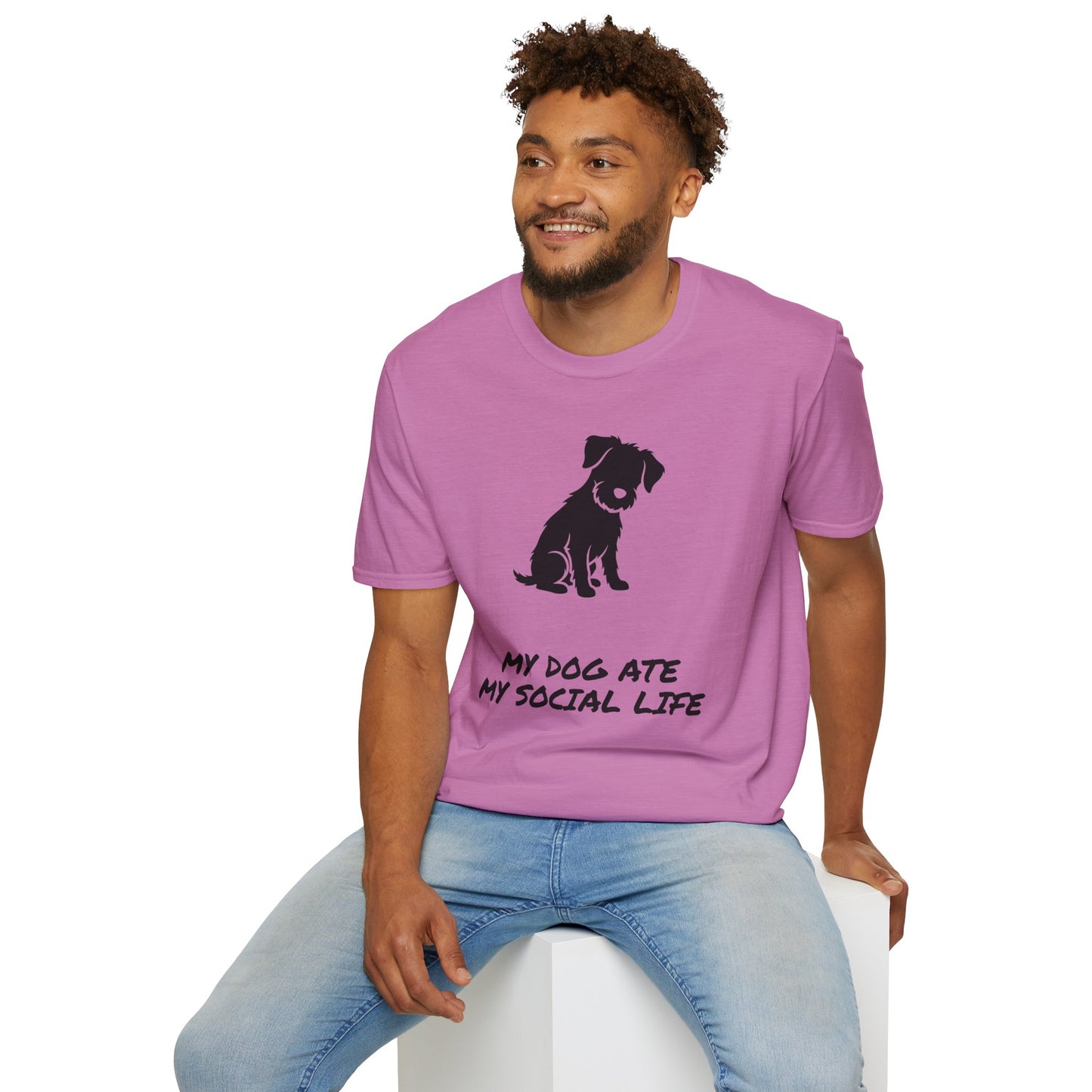 Dog Silhouette T-Shirt — "My Dog Ate My Social Life" Cute Pet Lover Tee