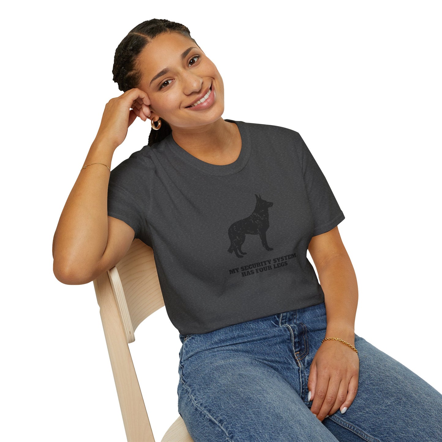 Dog Security T-Shirt — “My Security System Has Four Legs” Graphic Tee
