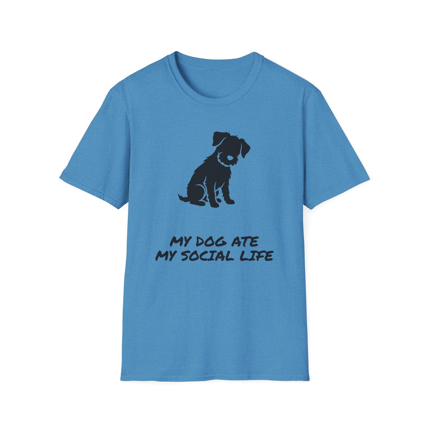 Dog Silhouette T-Shirt — "My Dog Ate My Social Life" Cute Pet Lover Tee