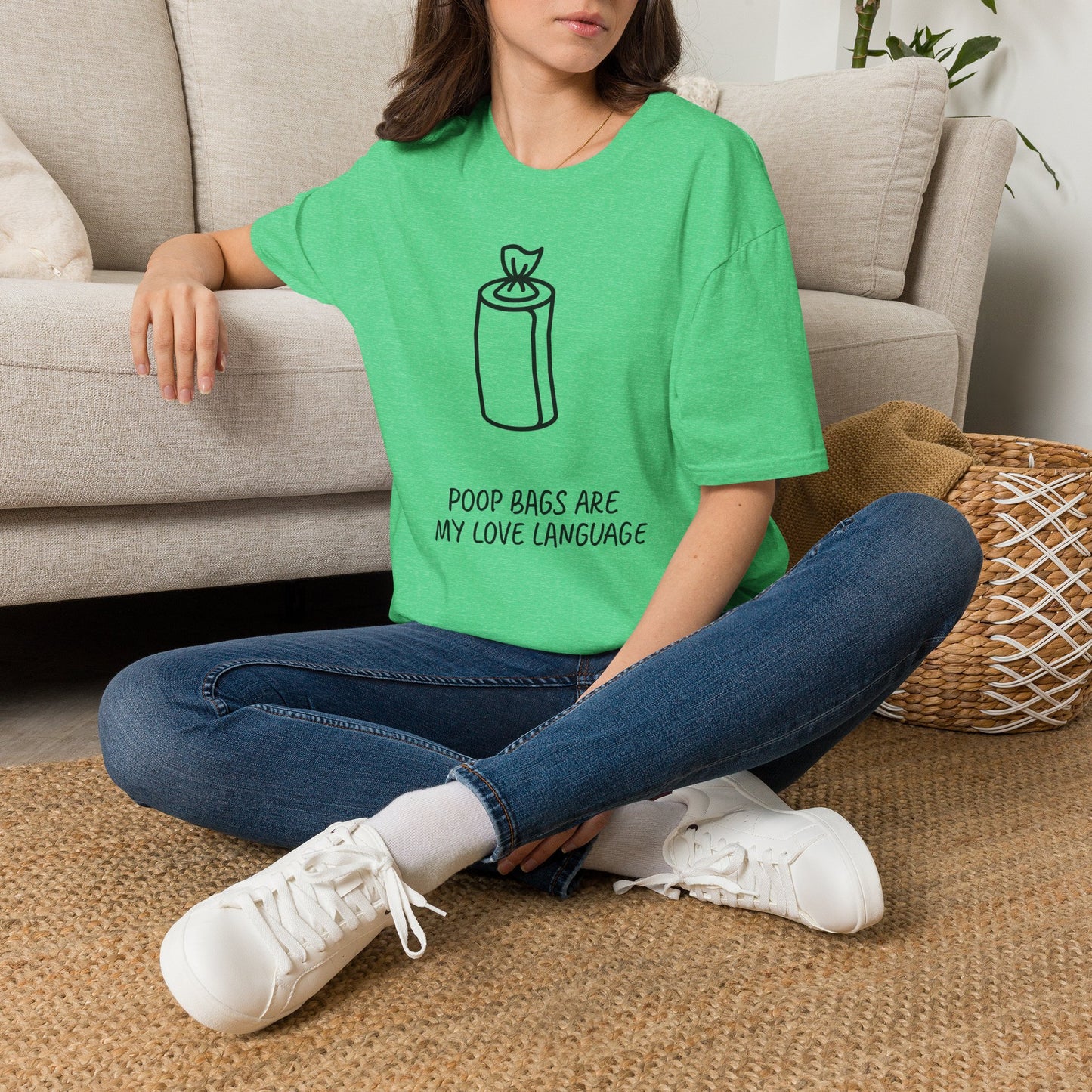 Poop Bags Are My Love Language T‑Shirt — Funny Dog Mom Pet Waste Bag Tee