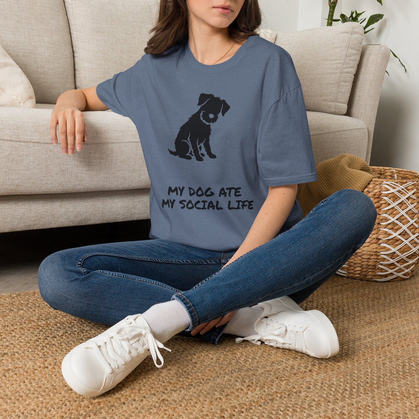 Dog Silhouette T-Shirt — "My Dog Ate My Social Life" Cute Pet Lover Tee