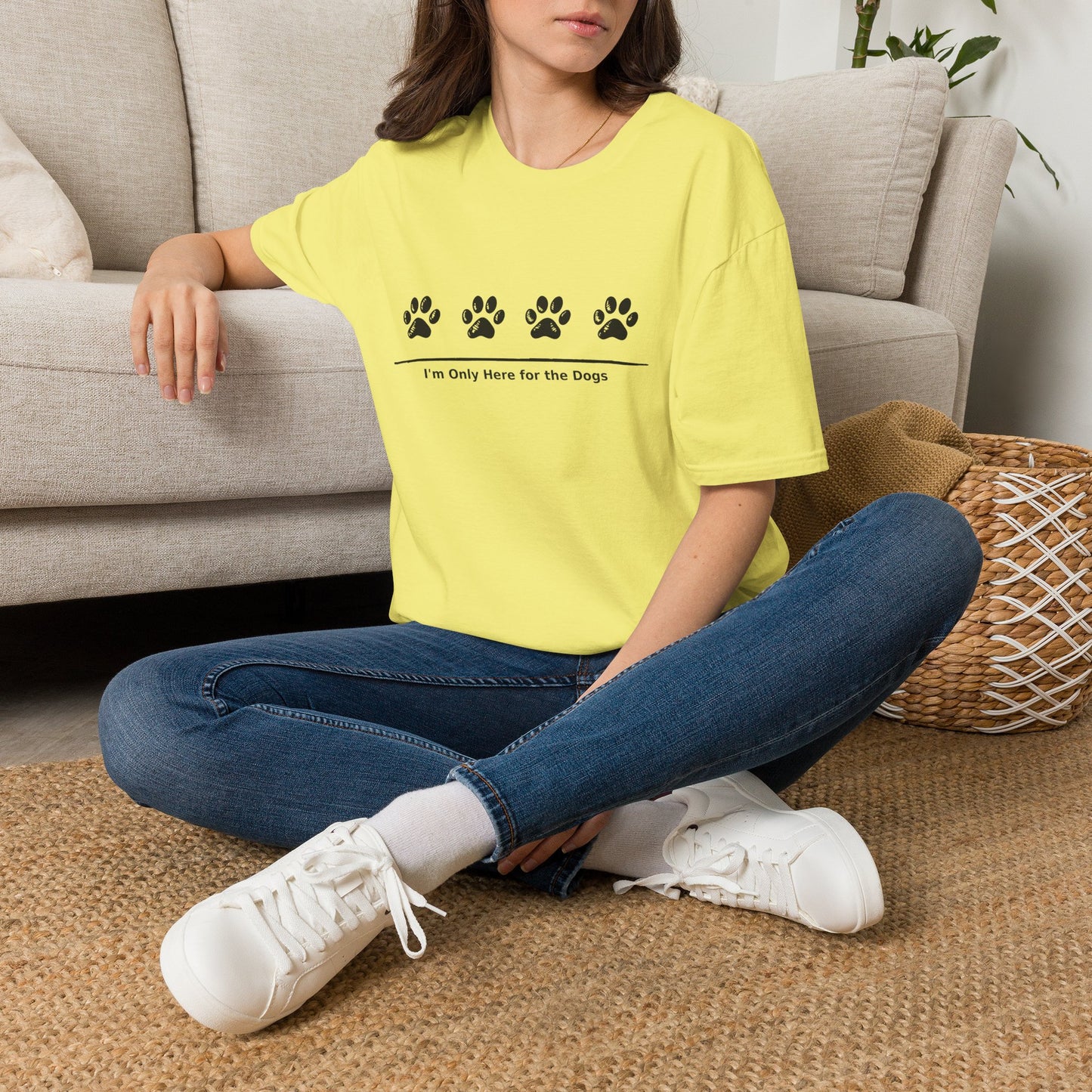 "I'm Only Here for the Dogs" Paw Print Tee