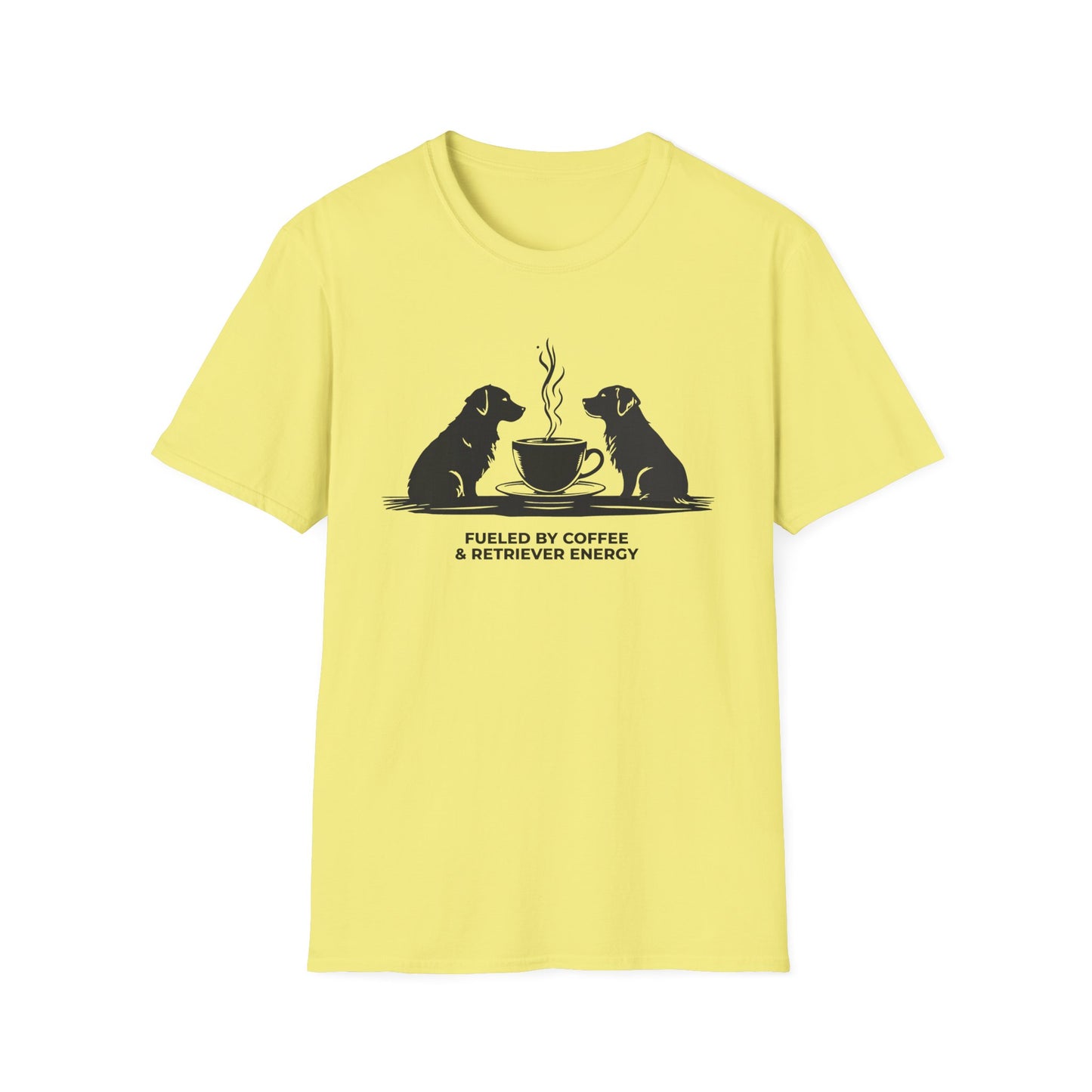 Coffee & Retriever T-Shirt — "Fueled by Coffee & Retriever Energy"