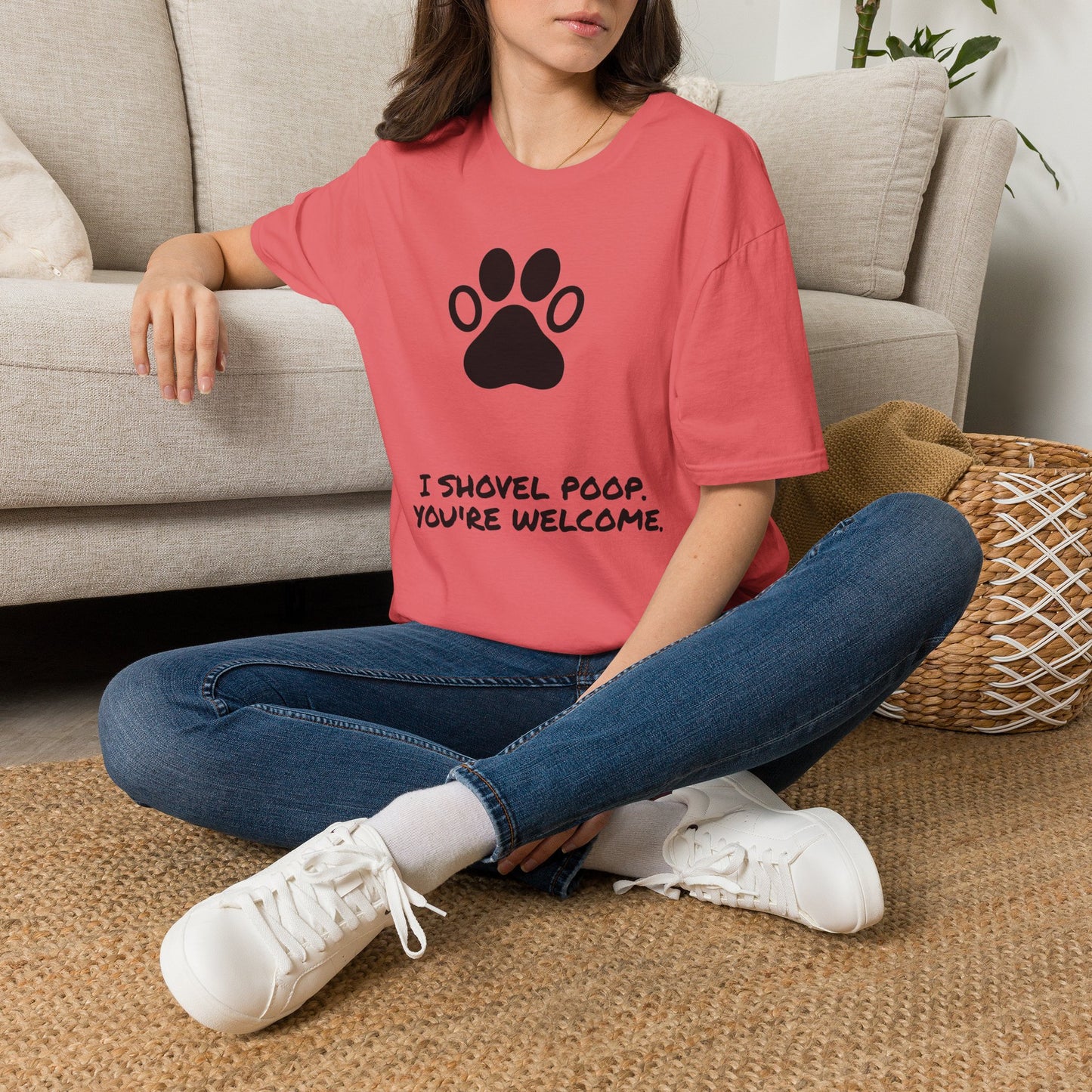 Paw Print T-Shirt — "I Shovel Poop, You're Welcome" Dog Lover Tee