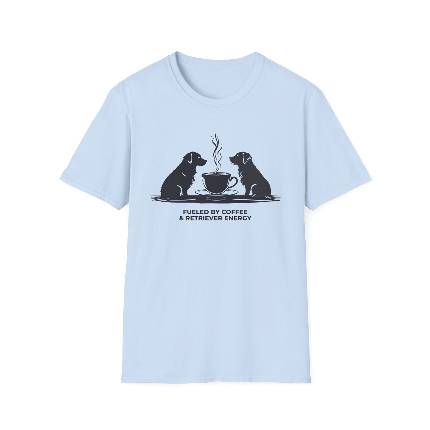 Coffee & Retriever T-Shirt — "Fueled by Coffee & Retriever Energy"