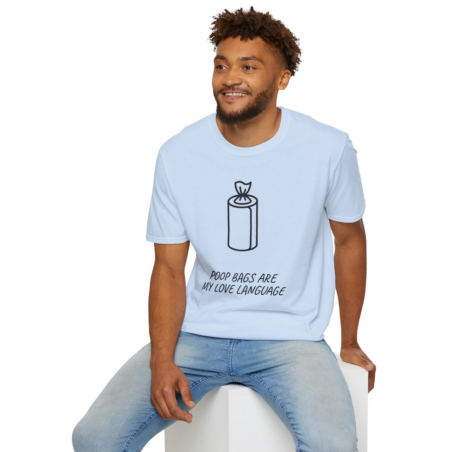 Poop Bags Are My Love Language T‑Shirt — Funny Dog Mom Pet Waste Bag Tee