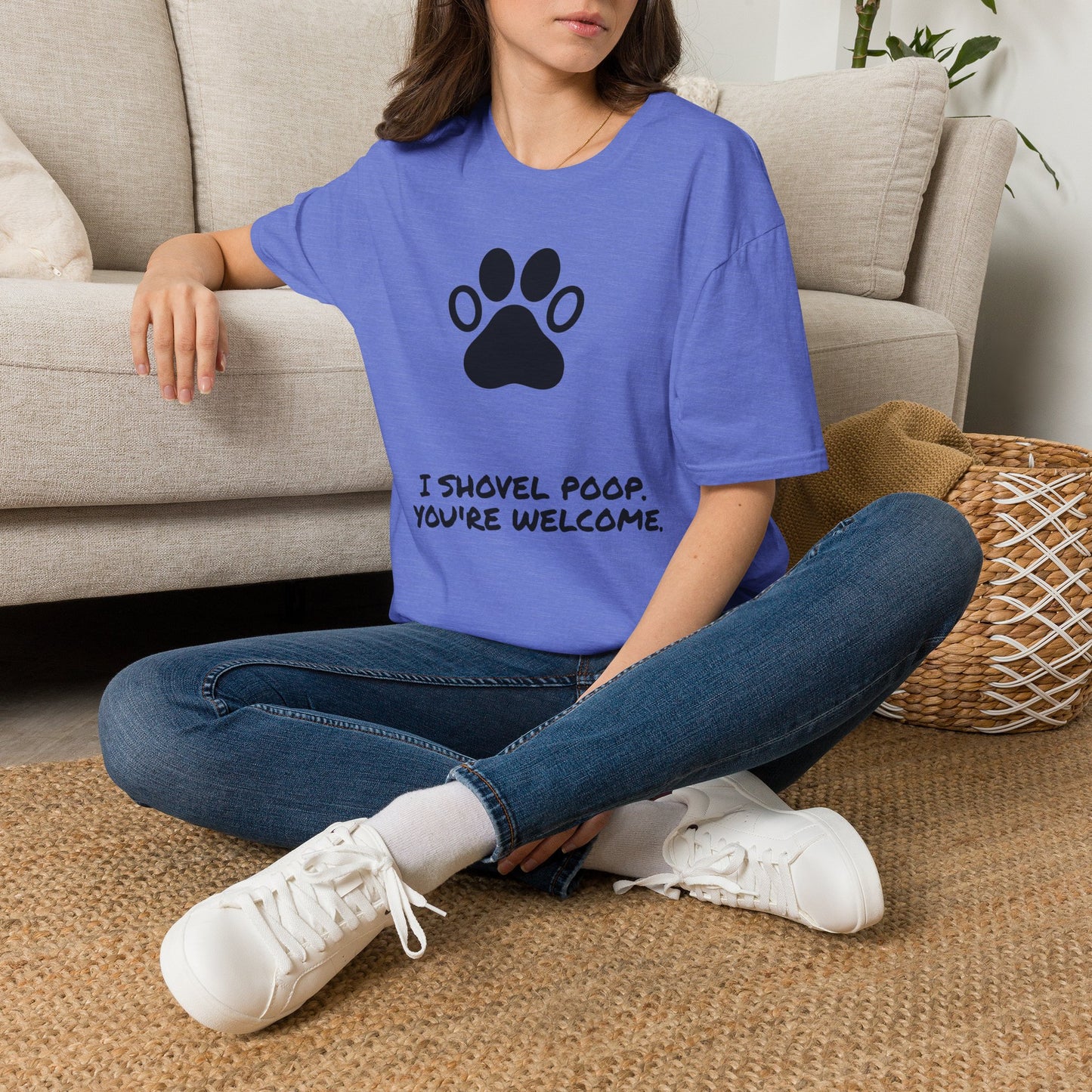 Paw Print T-Shirt — "I Shovel Poop, You're Welcome" Dog Lover Tee