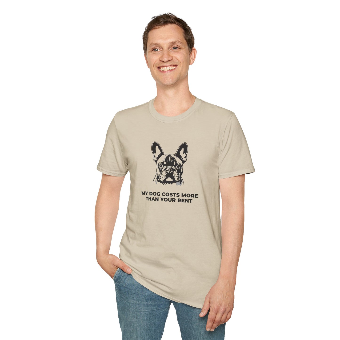 French Bulldog T-Shirt — "My Dog Costs More Than Your Rent" Cute Pet Lover Tee