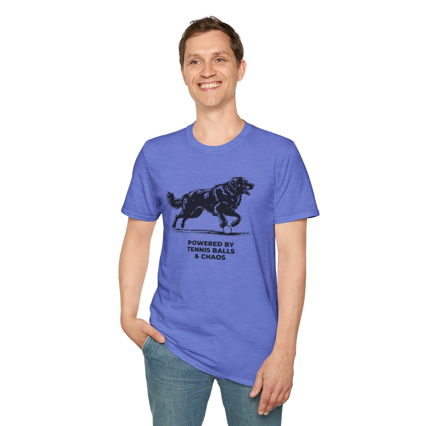 Retriever T‑Shirt — "Powered by Tennis Balls & Chaos" Graphic Tee
