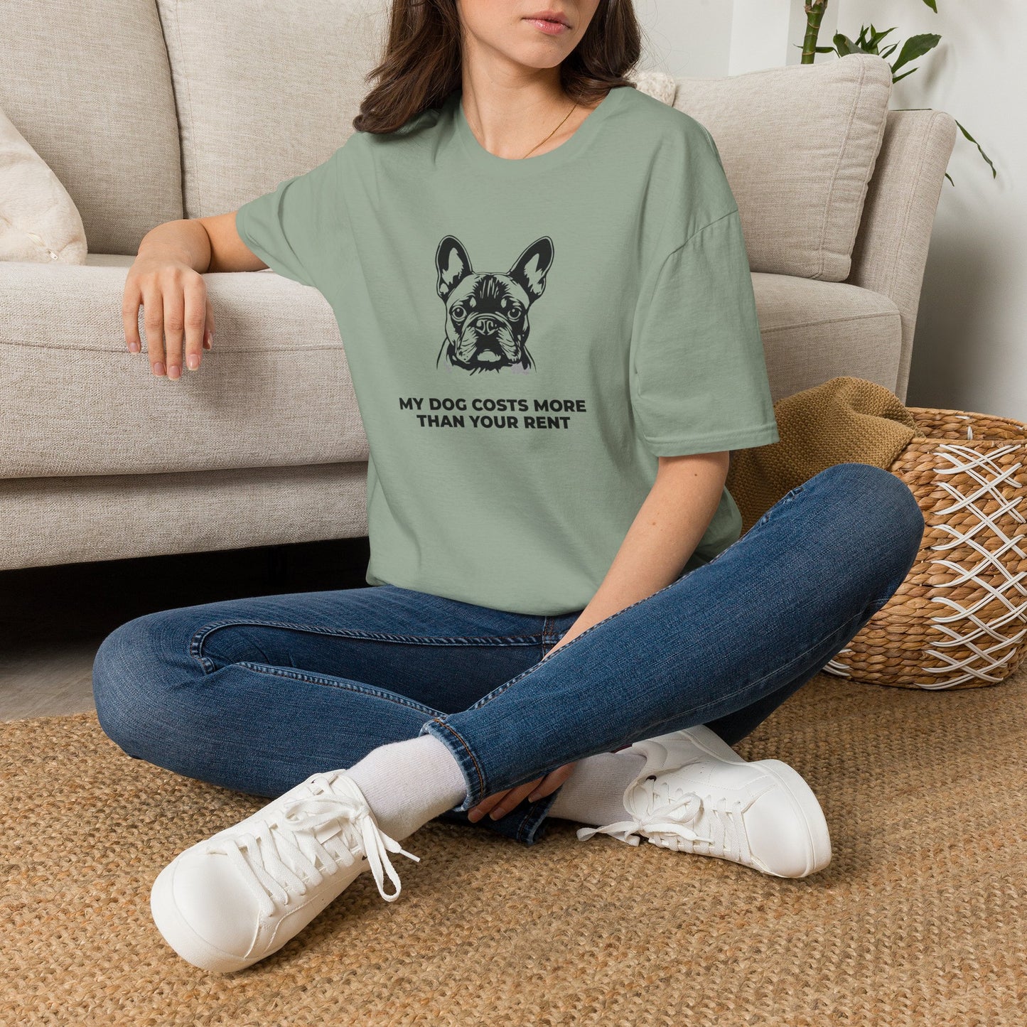 French Bulldog T-Shirt — "My Dog Costs More Than Your Rent" Cute Pet Lover Tee