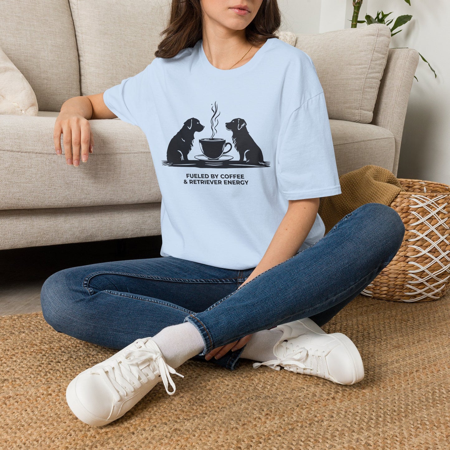 Coffee & Retriever T-Shirt — "Fueled by Coffee & Retriever Energy"