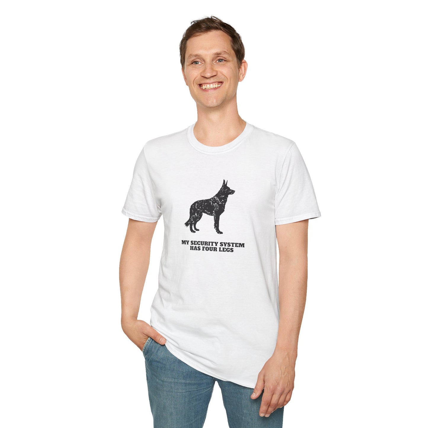 Dog Security T-Shirt — “My Security System Has Four Legs” Graphic Tee