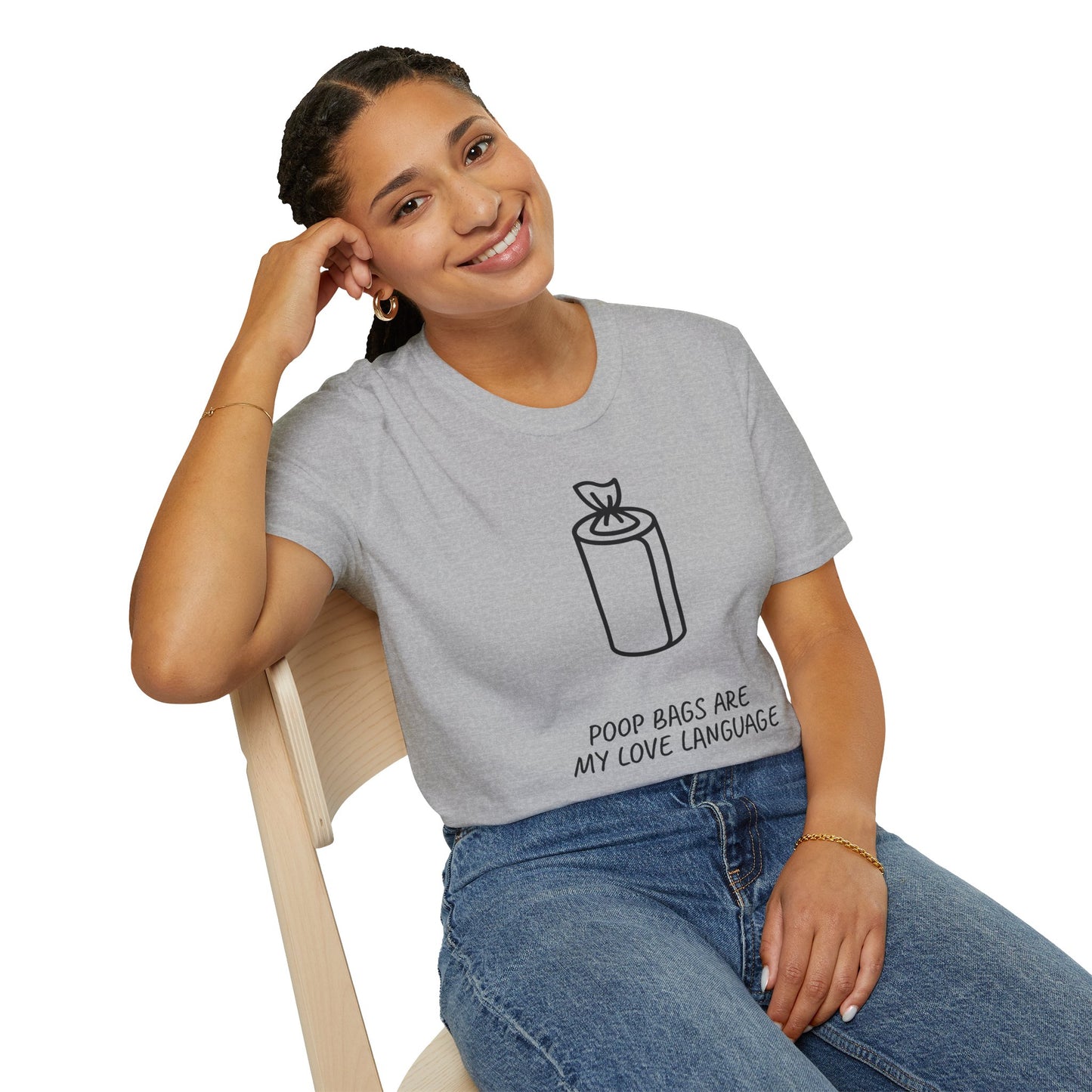 Poop Bags Are My Love Language T‑Shirt — Funny Dog Mom Pet Waste Bag Tee