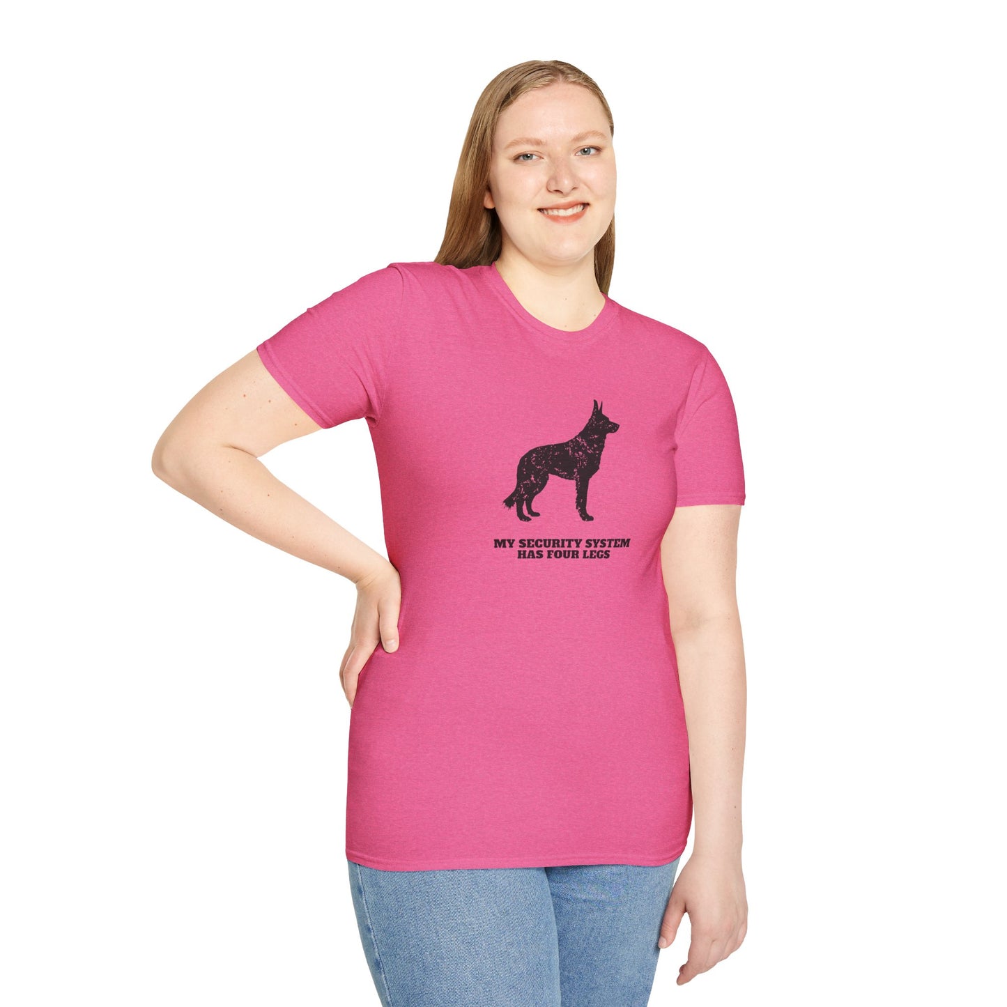 Dog Security T-Shirt — “My Security System Has Four Legs” Graphic Tee